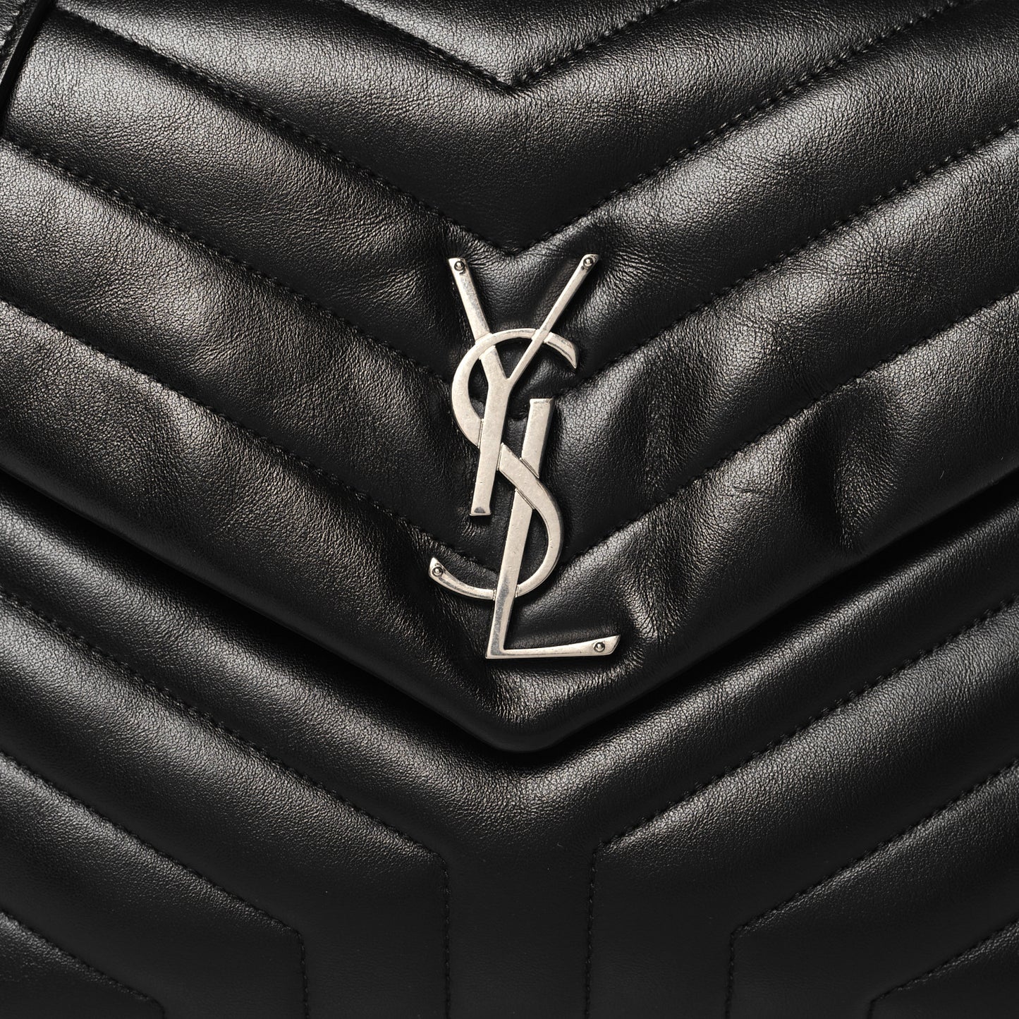 Calfskin Y Quilted Monogram Medium Loulou Chain Satchel Black