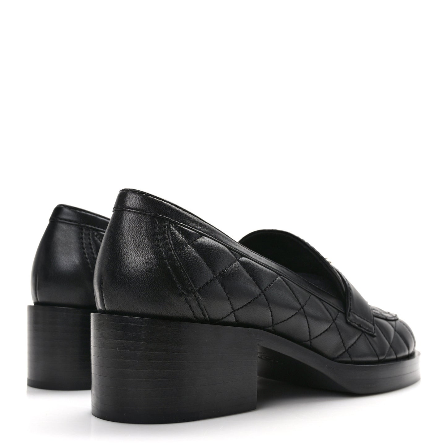 Lambskin Quilted CC Heart Loafers 38 Black