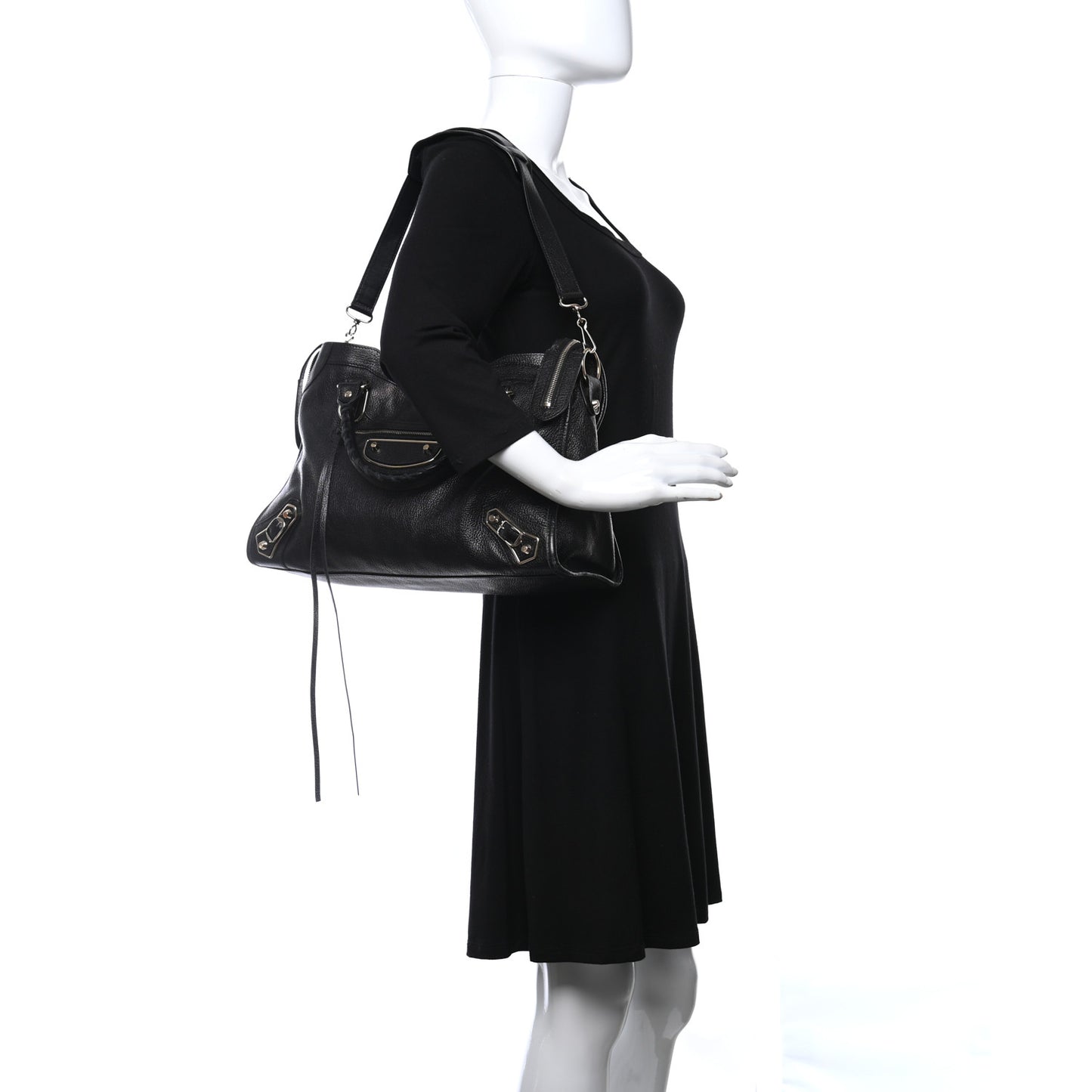 Chevre Silver Metallic Edge Hardware S City Black