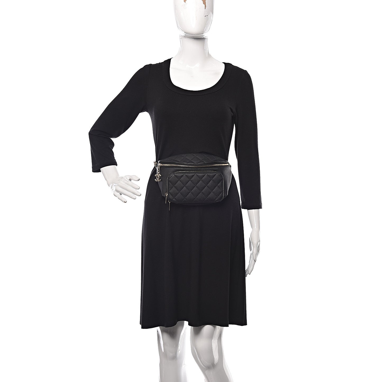 Caviar Quilted Business Affinity Waist Belt Bag Black