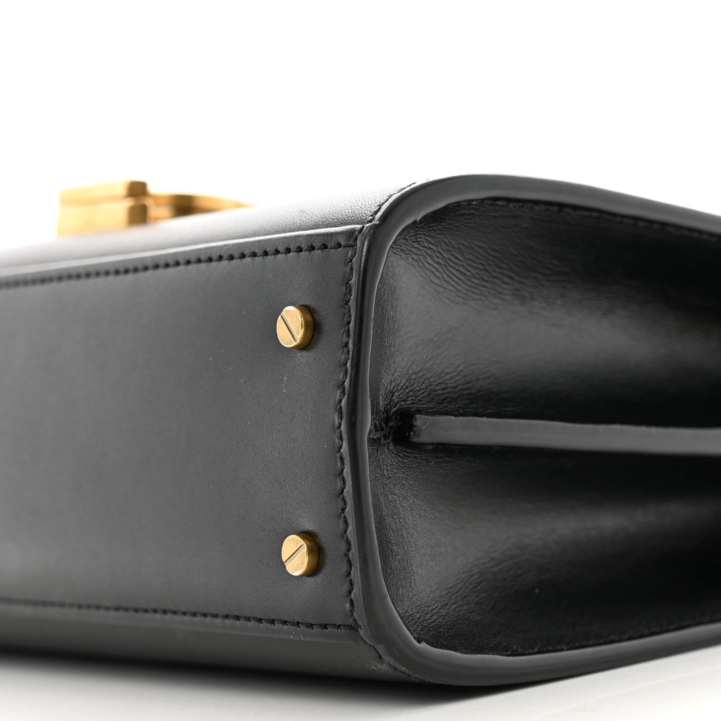 Calfskin Mini Classic Monogram Cassandra Top Handle Black