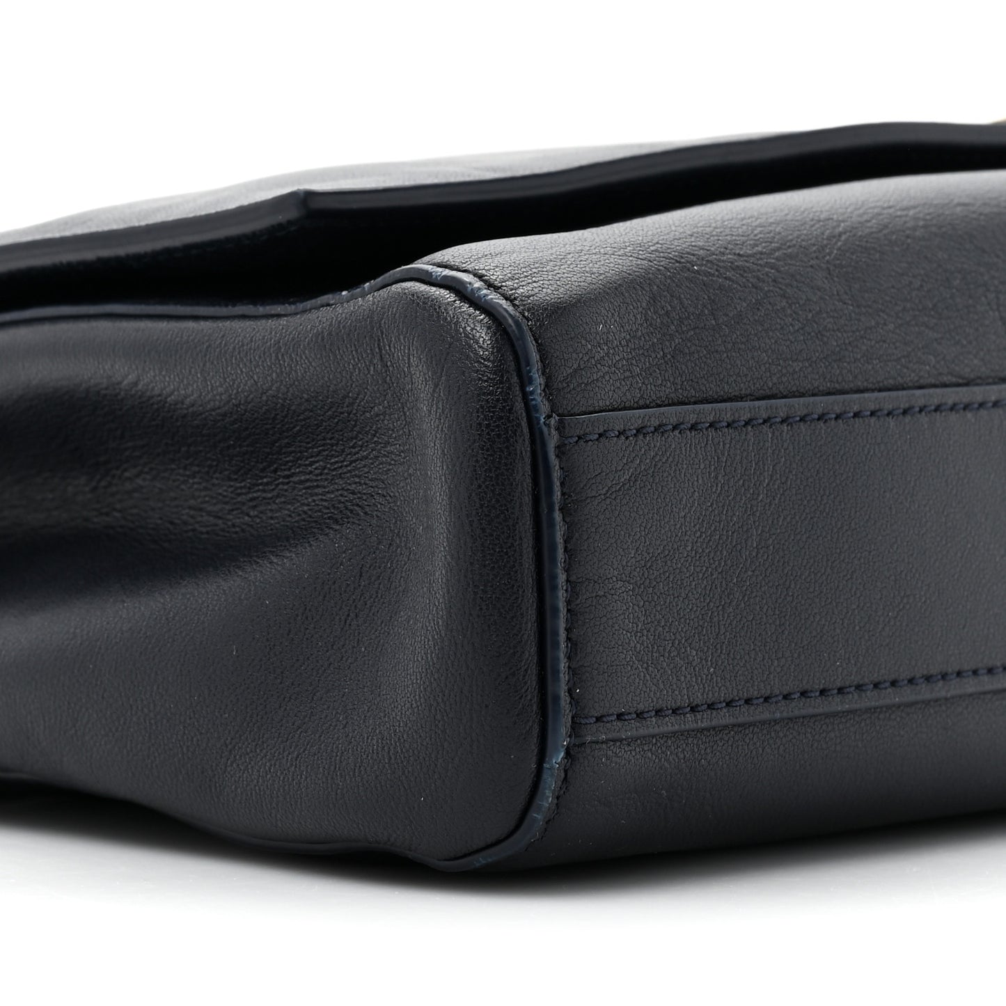 SAINT LAURENT Smooth Calfskin Suede Medium Reversible Monogram Kate Satchel Navy