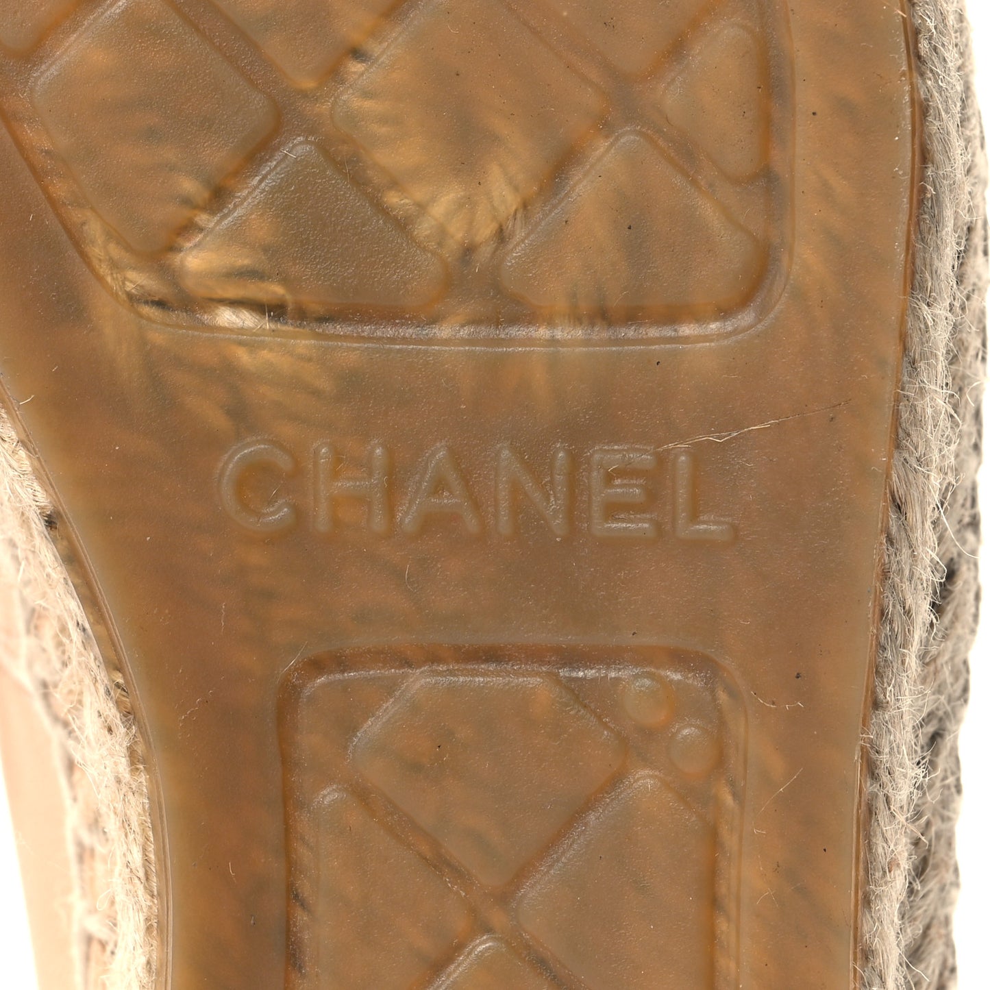Lambskin CC Espadrilles 35 Beige Black