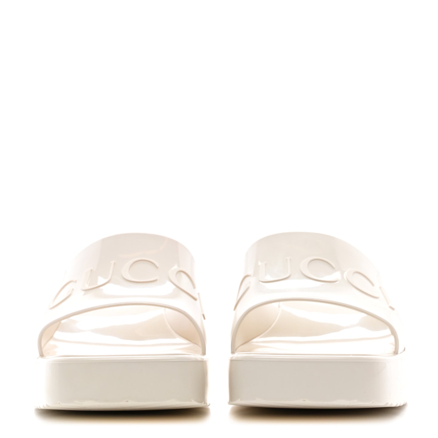 Rubber Gucci Logo Womens Platform 20/60mm Slide Sandals 37 Mystic White