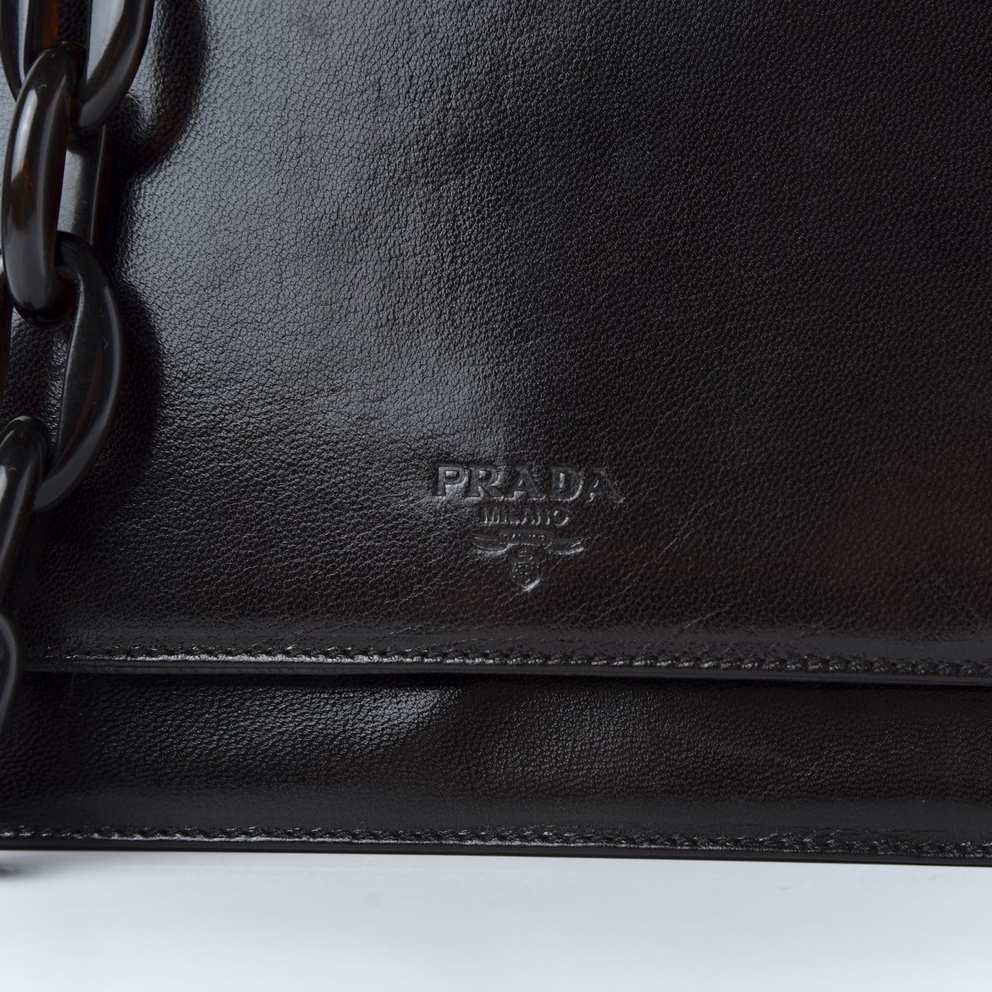 Goatskin Swing Chain Shoulder Bag Ebano