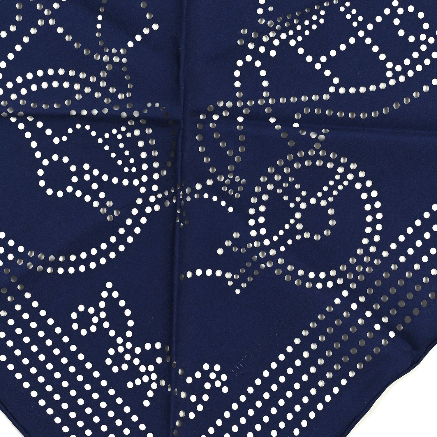Hermes Silk Ex-Libris Perforated Triangle Scarf Bleu De Chine 2 of 3