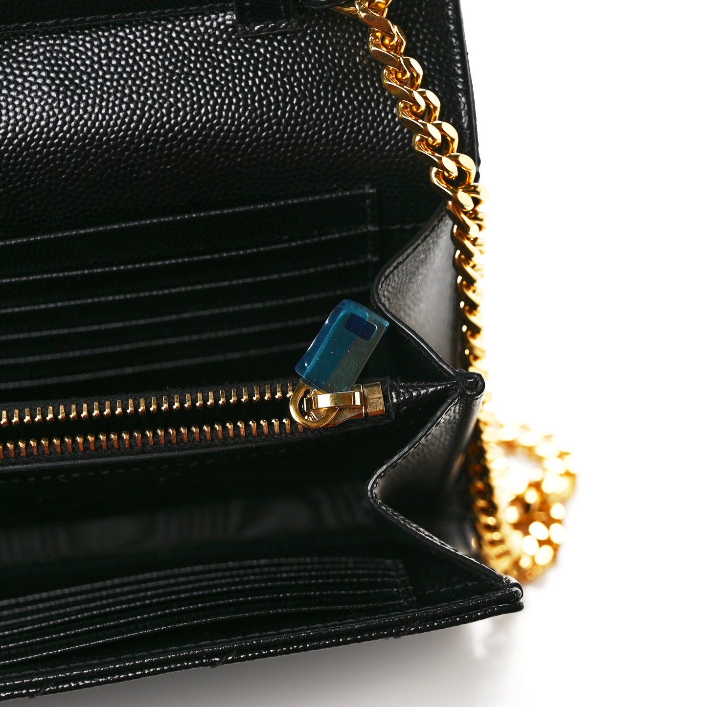 Grain De Poudre Matelasse Chevron Monogram Chain Wallet Black