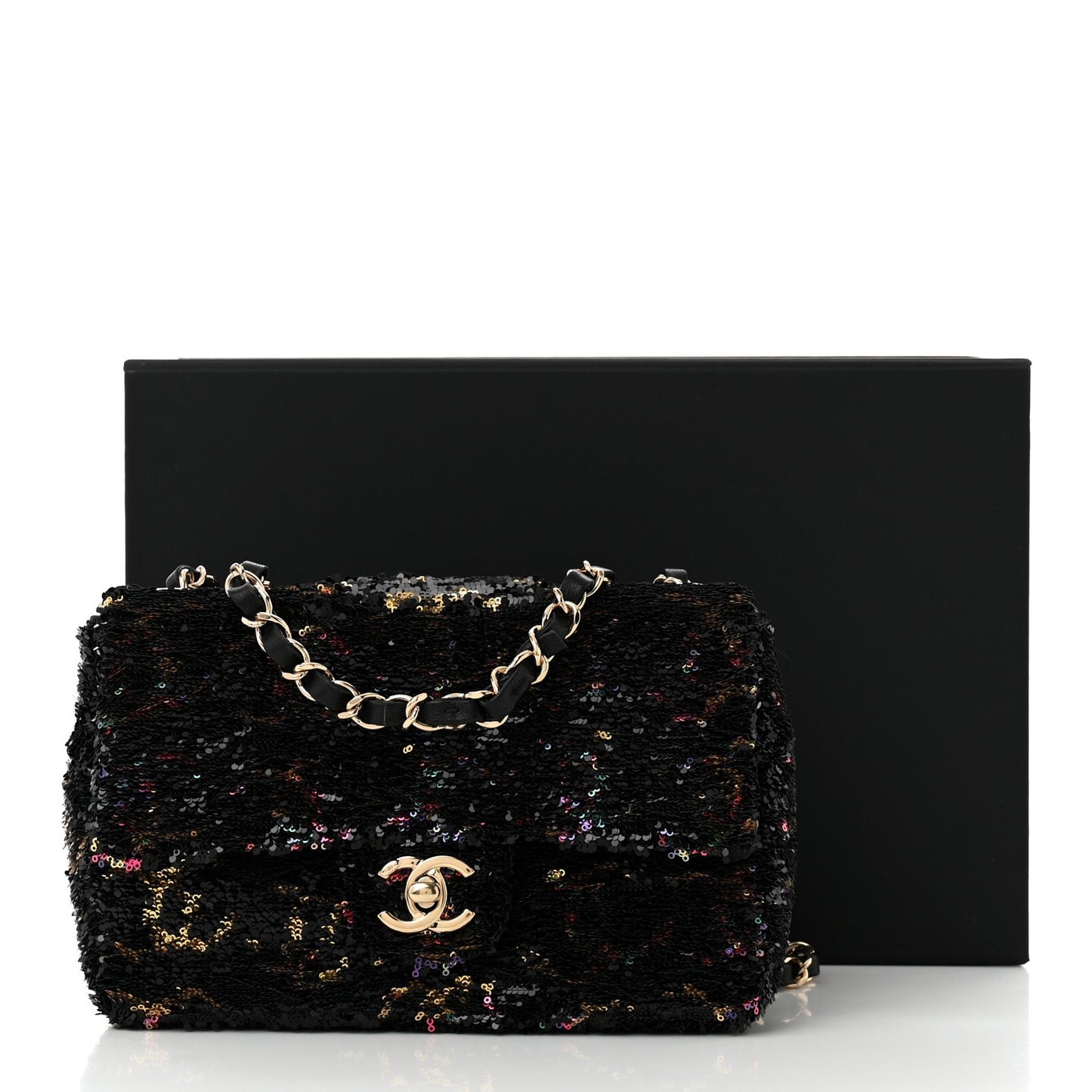 Sequin CC Small Single Flap  Black Multicolor