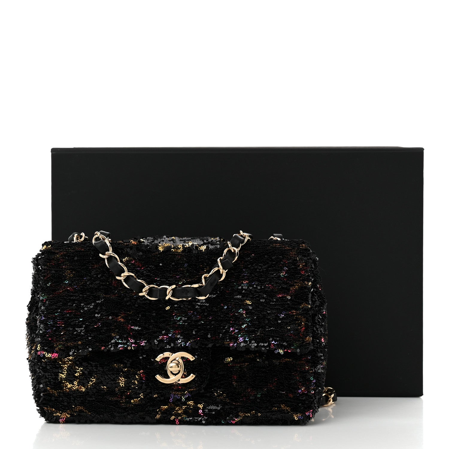 Chanel Sequin CC Small Single Flap  Black Multicolor 11 of 11