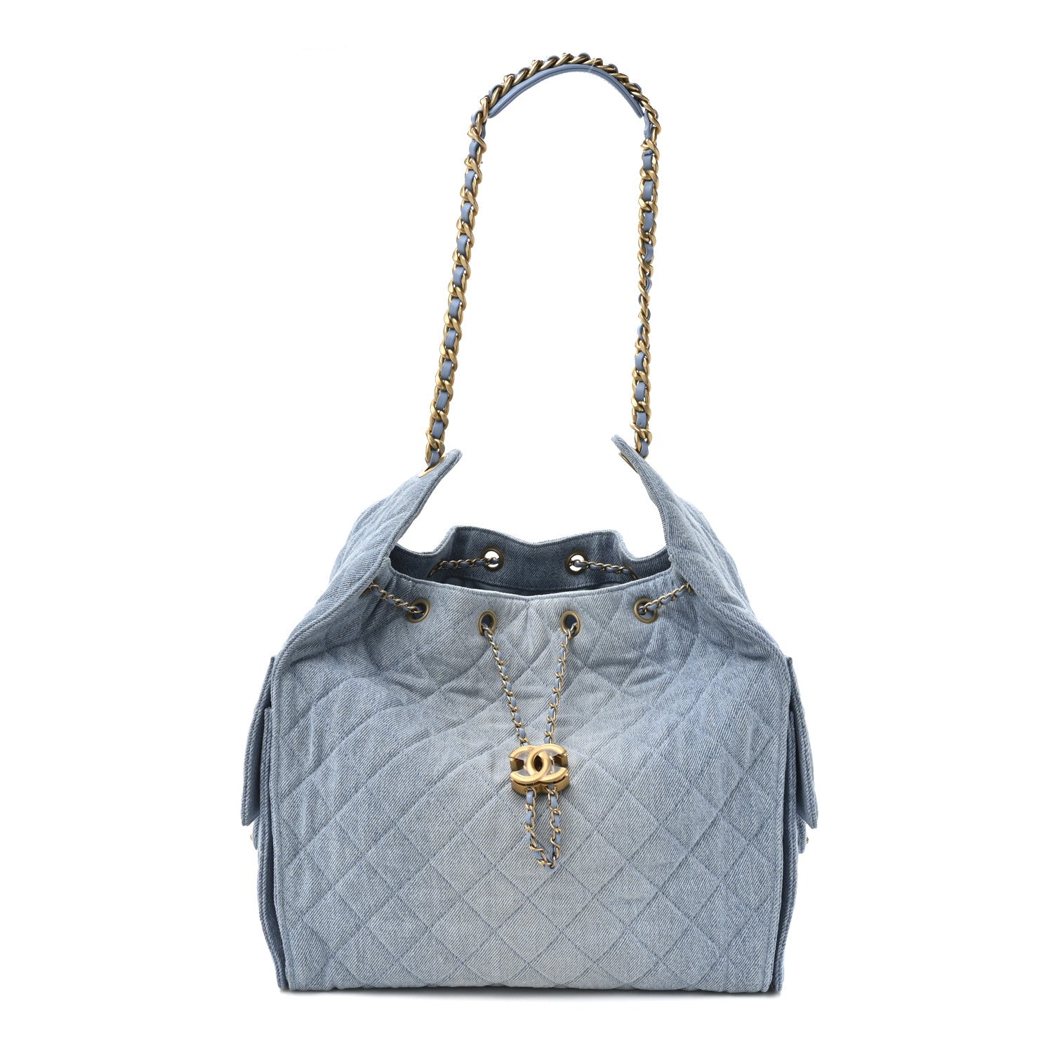 Chanel Washed Denim Quilted Medium Chanel 25 Handbag Blue 1835131