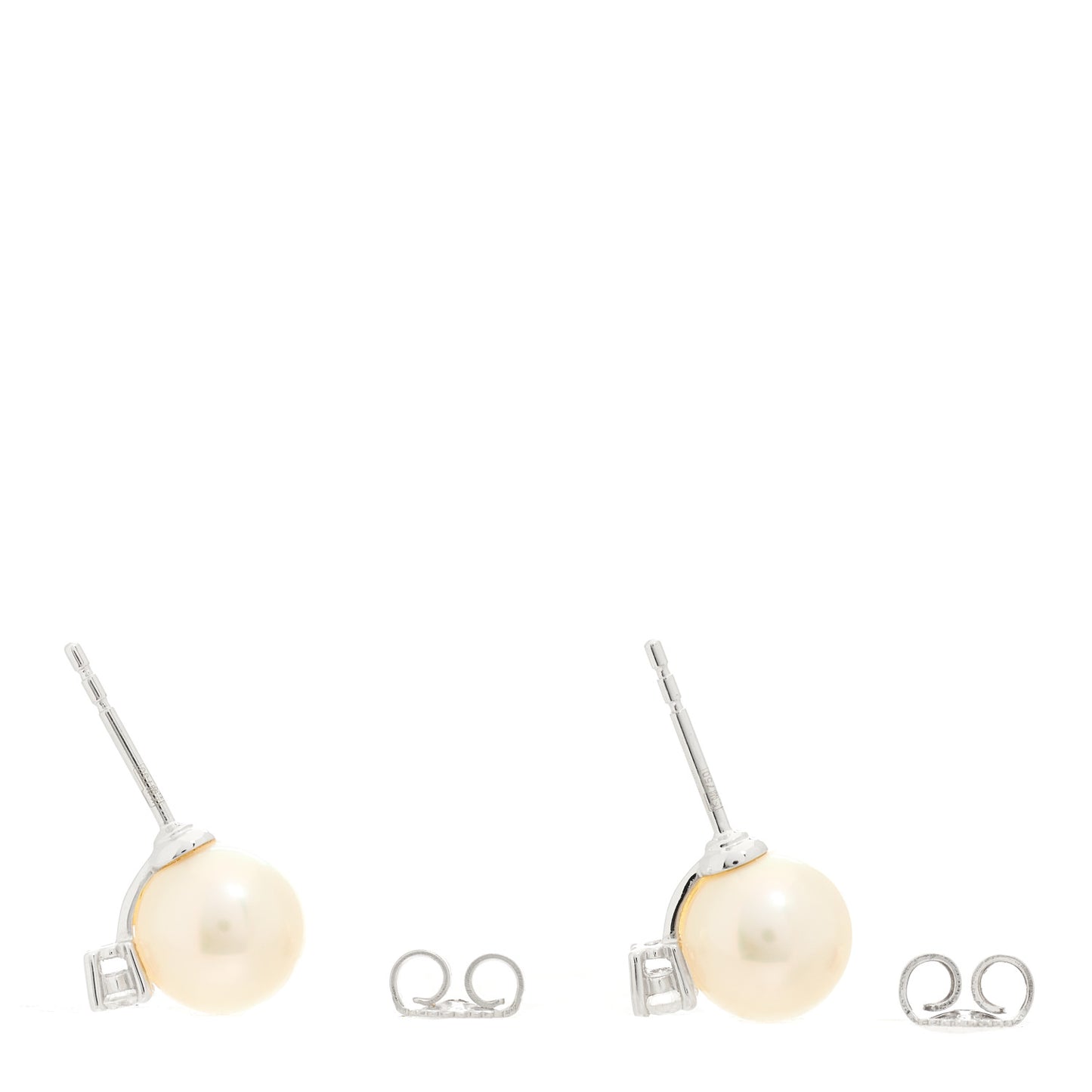 18K White Gold Diamond Akoya Pearl 8-8.5mm Stud Earrings