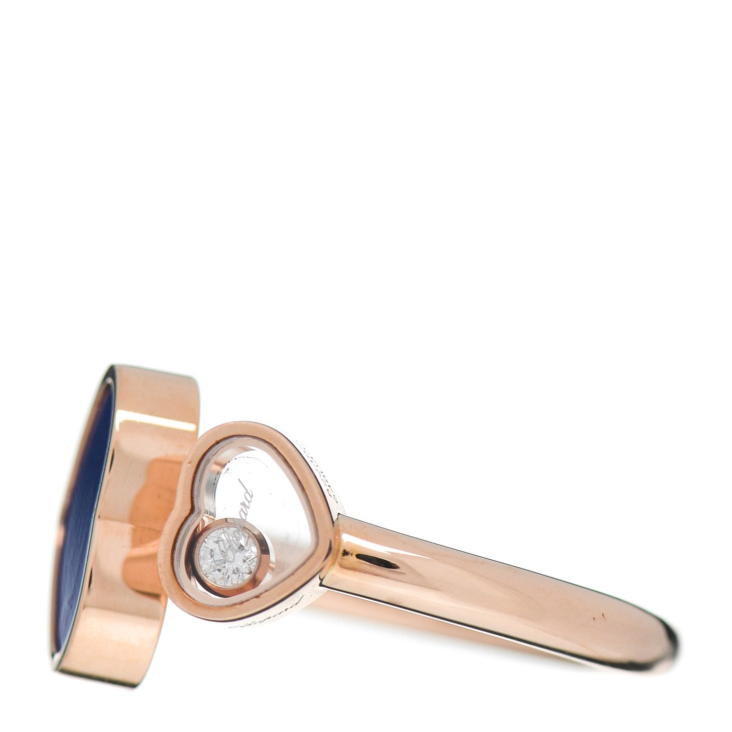 18K Rose Gold Diamond Blue Gem Happy Hearts Ring 52 6