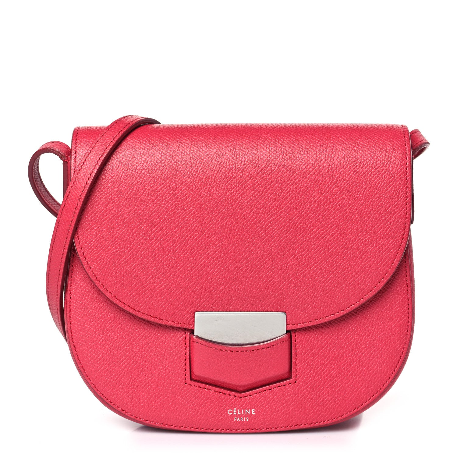Celine Grained Calfskin Small Trotteur Dark Pink 1 of 10