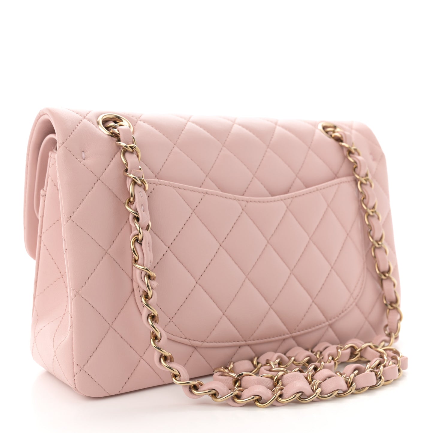 Lambskin Quilted Small Double Flap Light Pink