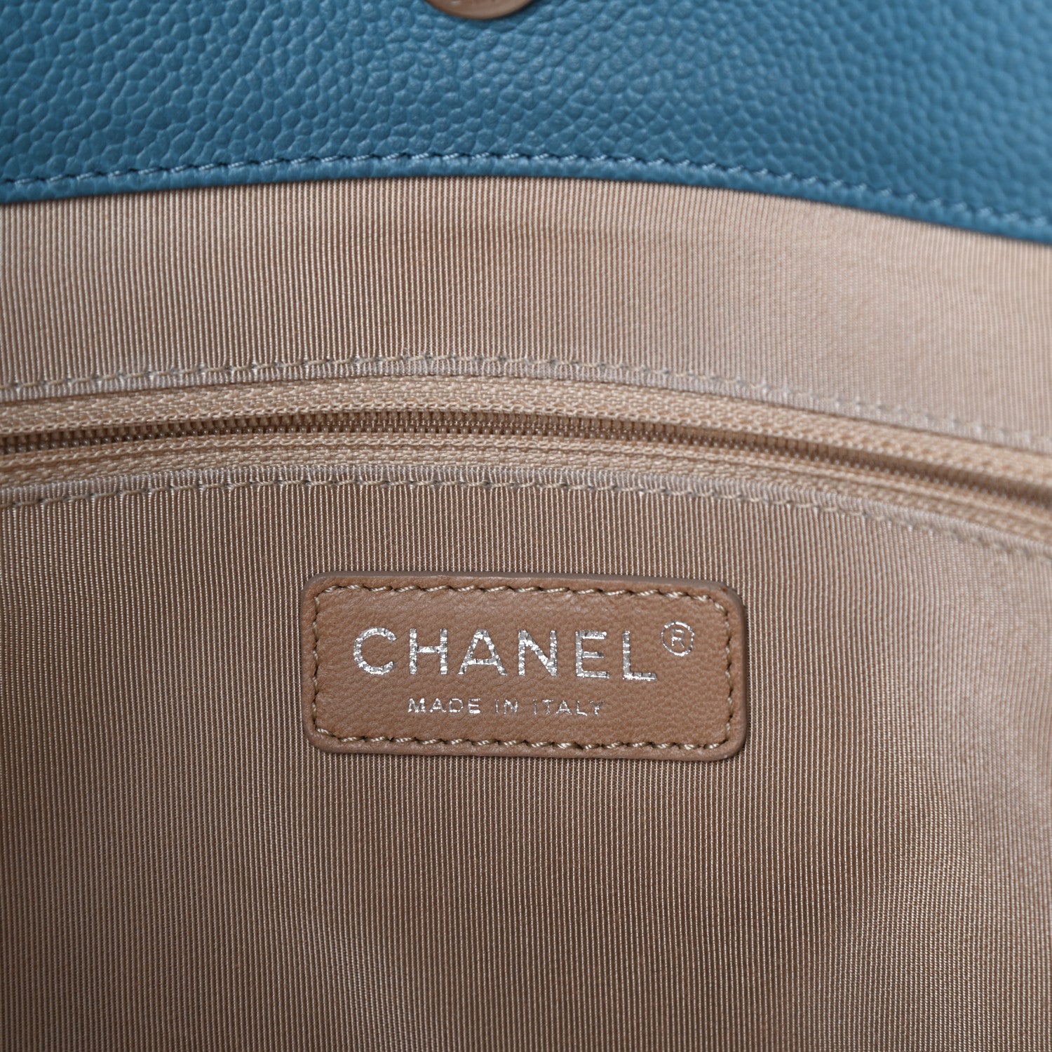 Chanel Caviar Quilted Expandable Zip Shoulder Bag Blue 6 of 10