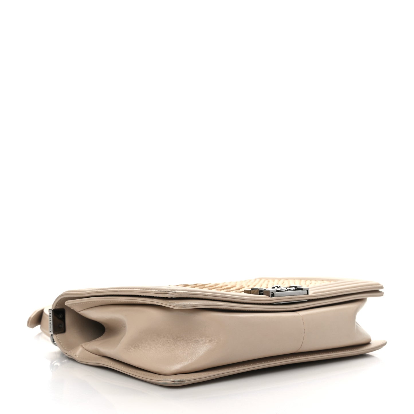 Snakeskin Calfskin New Medium Boy Flap Beige