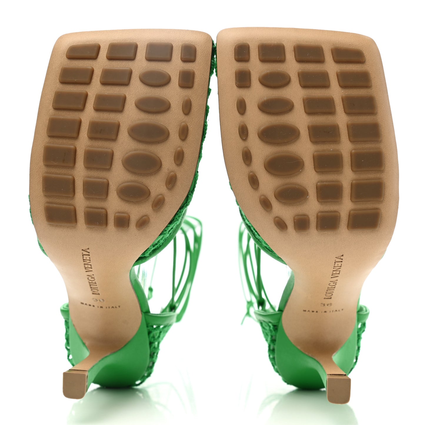 Mesh Nappa Stretch Ankle Tie 90mm Sandals 36 Grass
