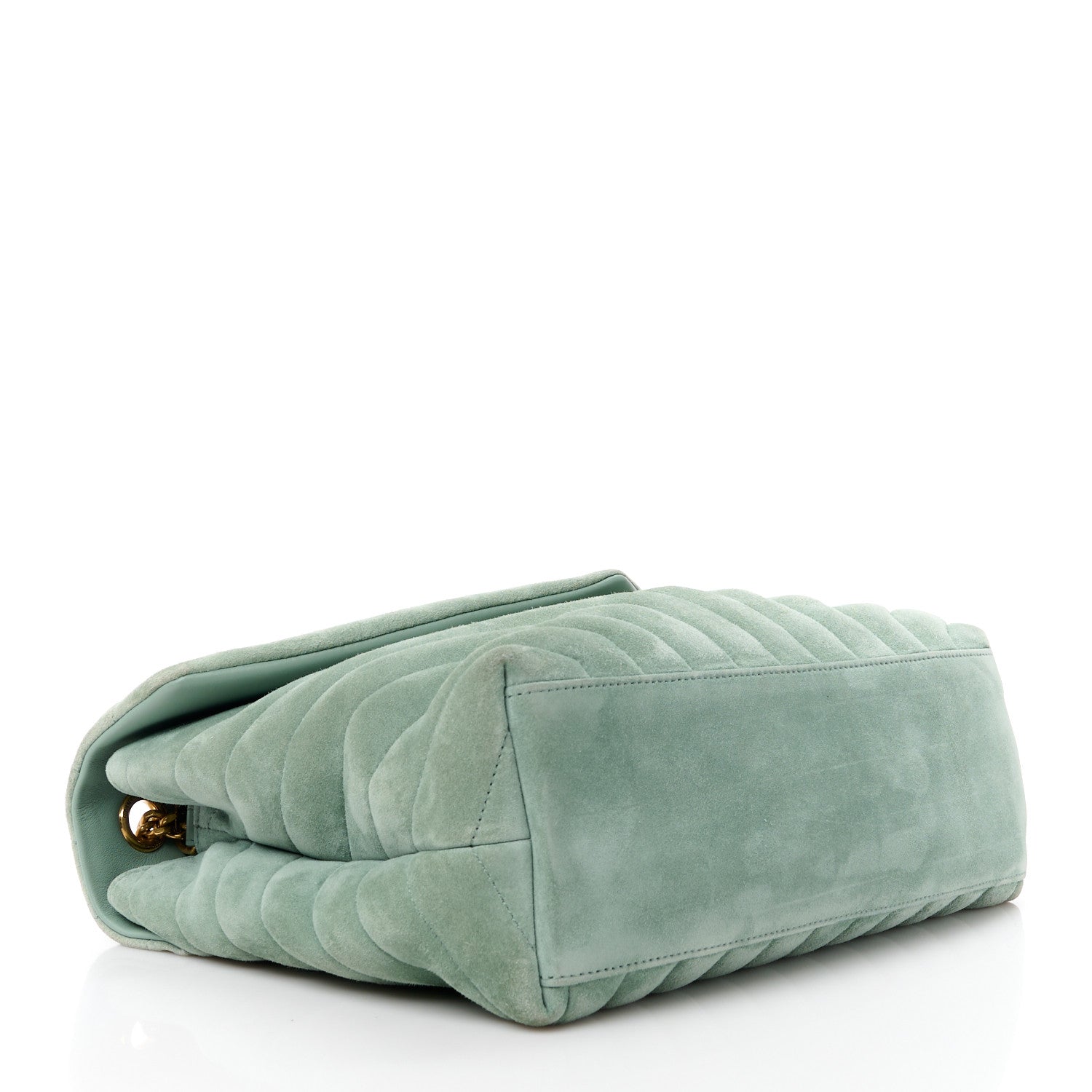 Saint Laurent Suede Y Quilted Monogram Medium Loulou Chain Satchel Vert Opaline 4 of 16