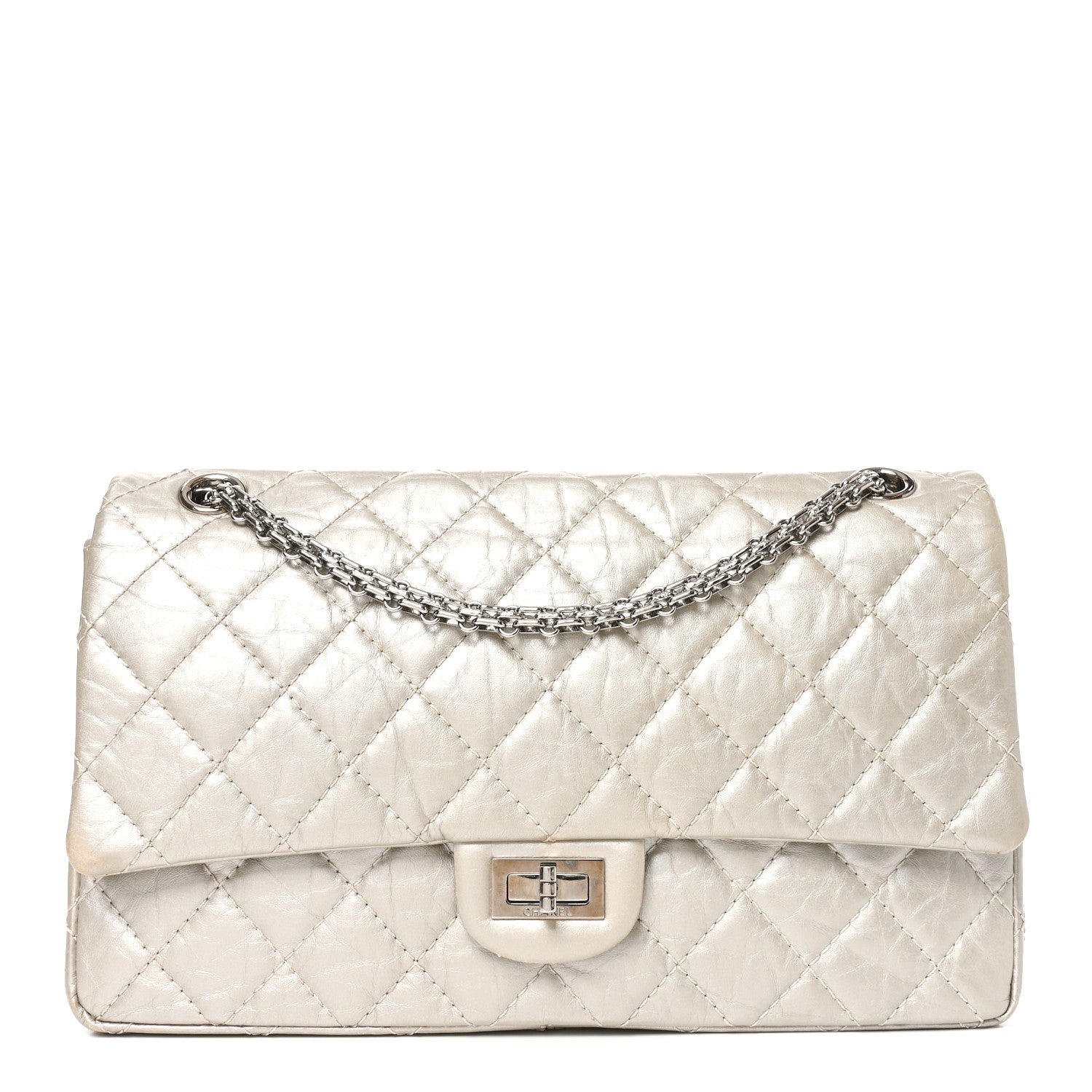 Chanel Metallic Aged Calfskin Quilted 2.55 Reissue 226 Flap Silver