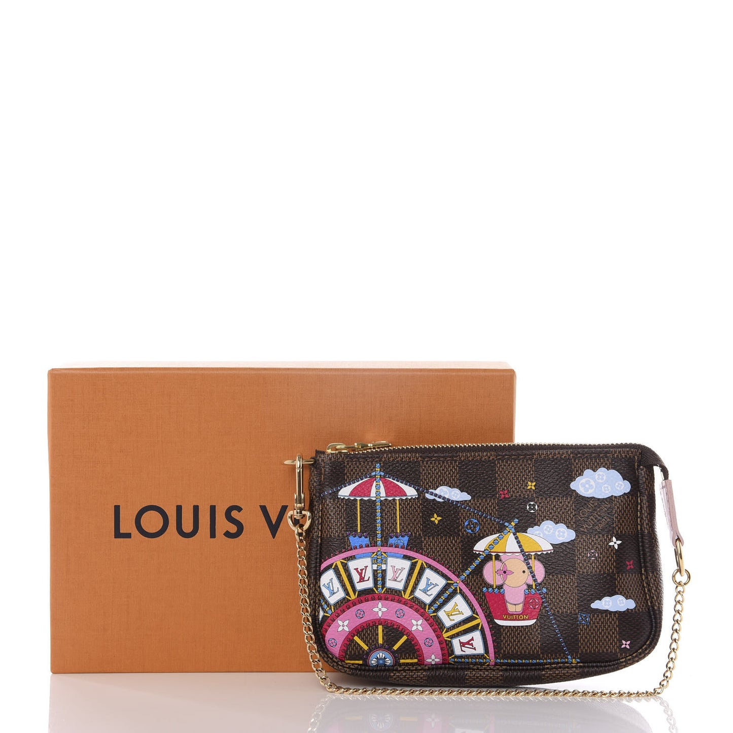 Damier Ebene 2020 Christmas Animation Big Wheel Mini Pochette Accessories Rose Ballerine