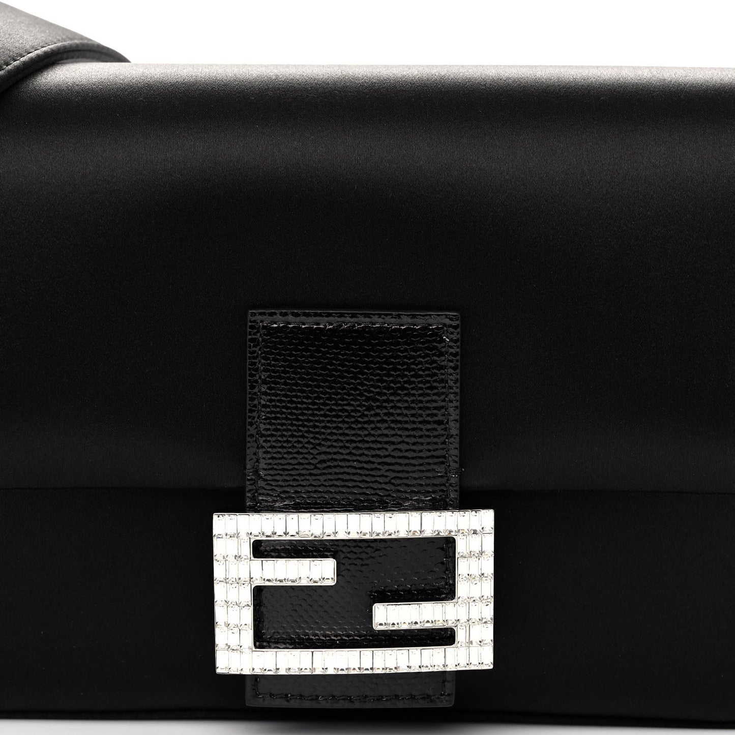 Satin Karung Crystal Baguette Black