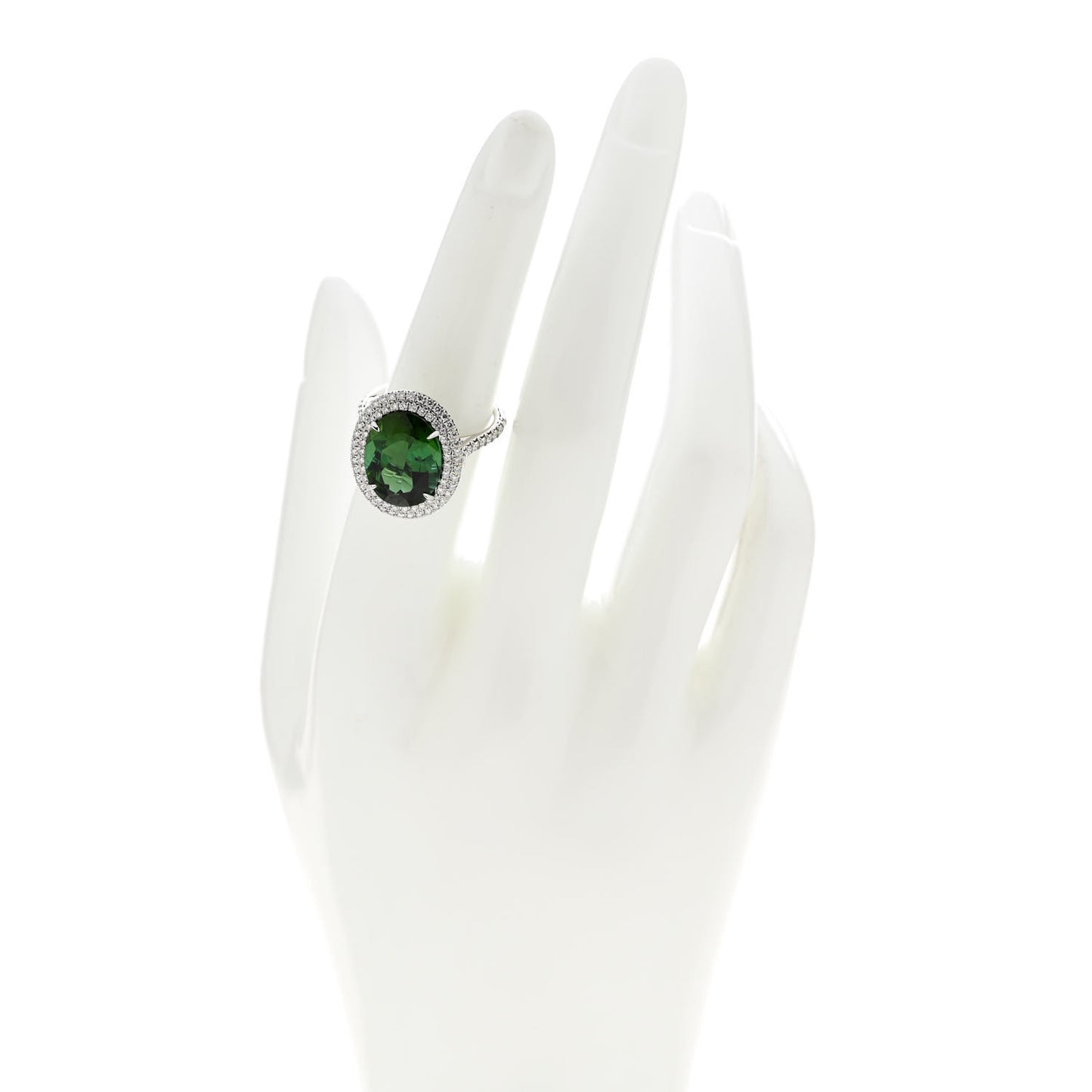 Platinum Diamond Green Tourmaline Soleste Oval Ring 53 6.25
