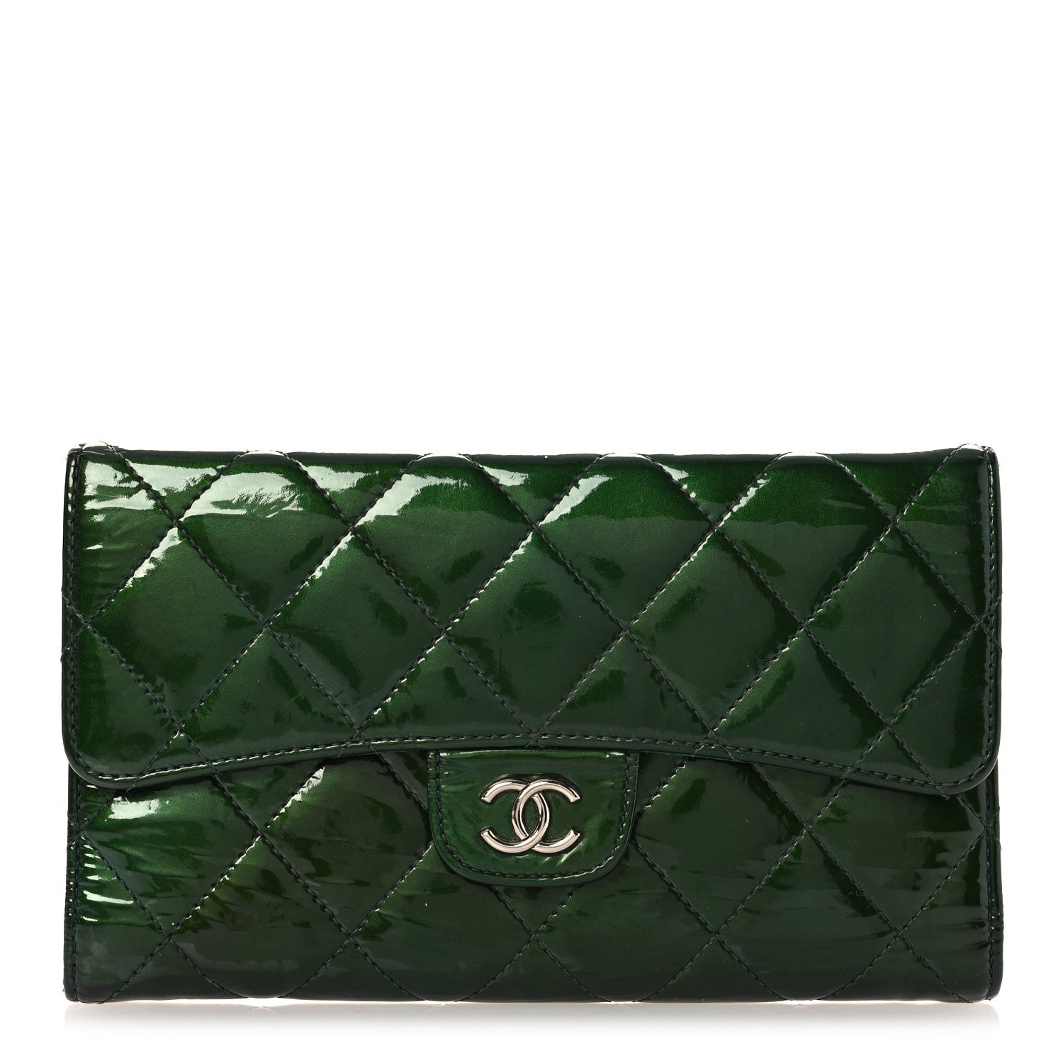 Chanel Patent Quilted Large Flap Wallet Green 1773605 – FASHIONPHILE