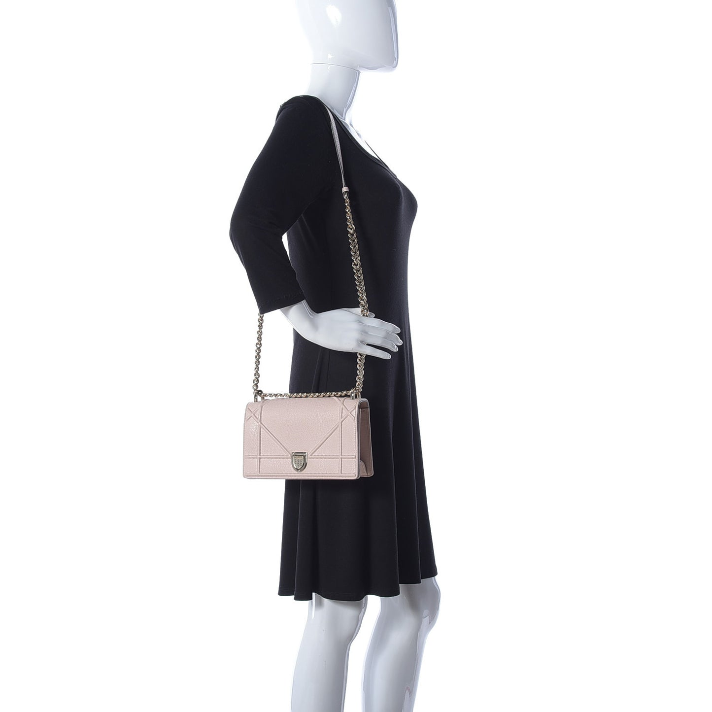 Grained Calfskin Cannage Medium Diorama Flap Bag Rose Poudre