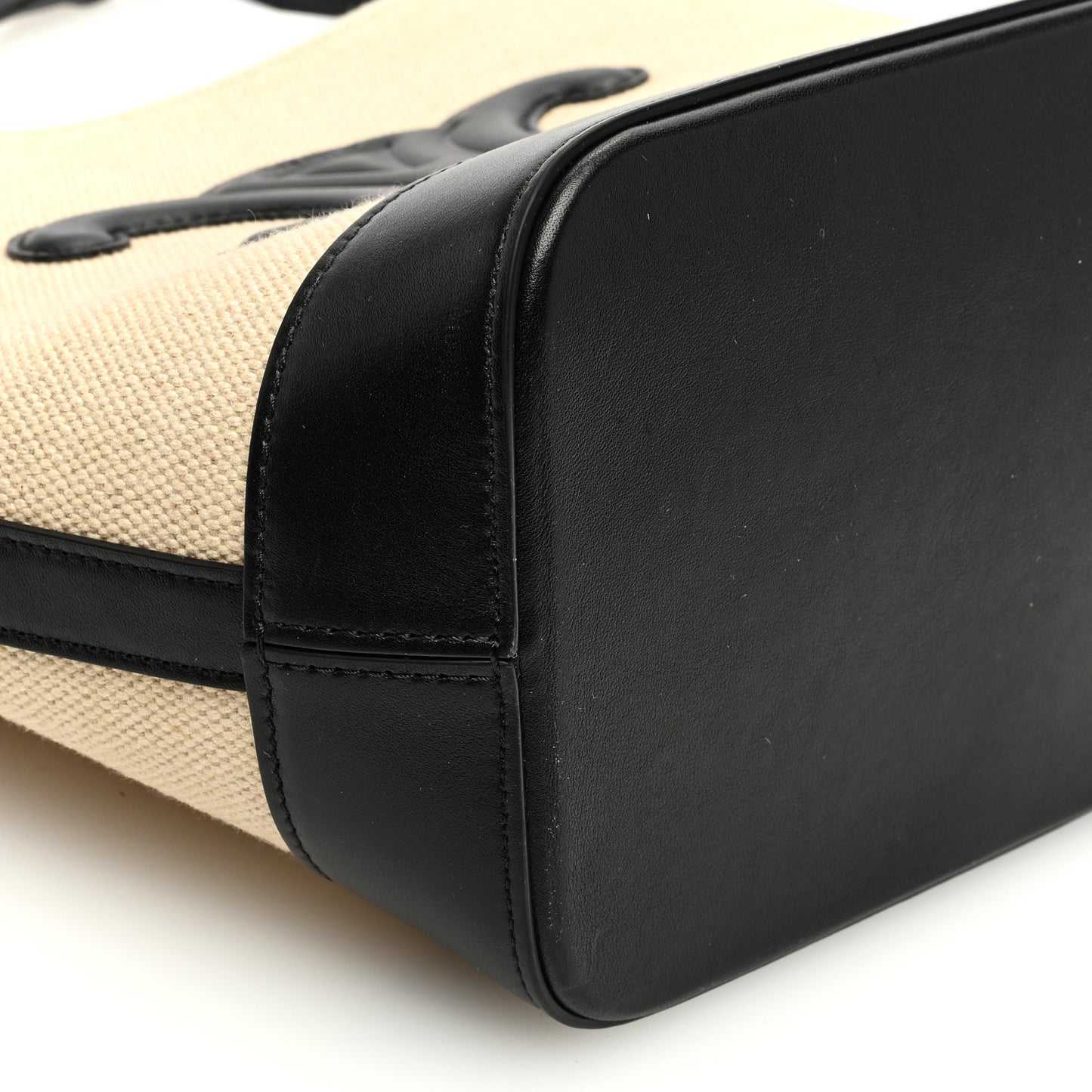 Canvas Calfskin Triomphe Small Bucket Bag Vanilla Black
