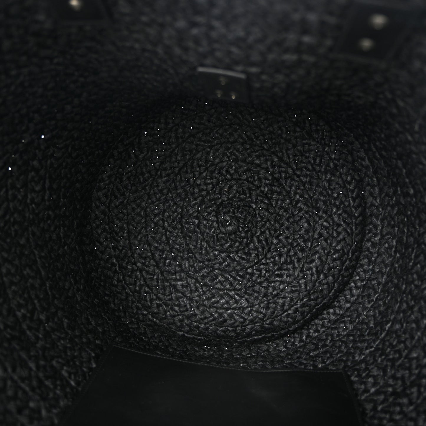 Raffia Calfskin Celtic Buckle Medium Panier Tote Black