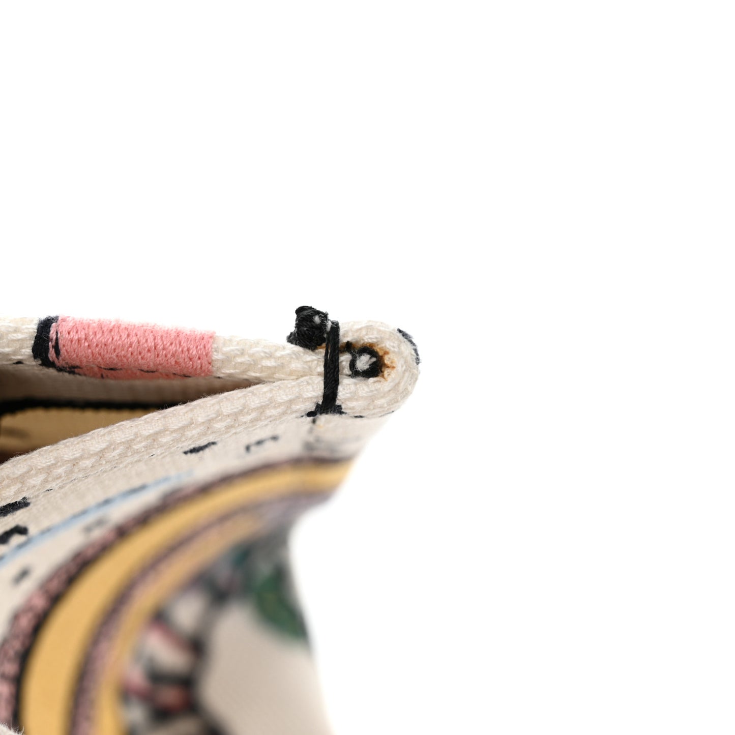 Canvas Embroidered Ciel De Reve Small Book Tote Latte Multicolor