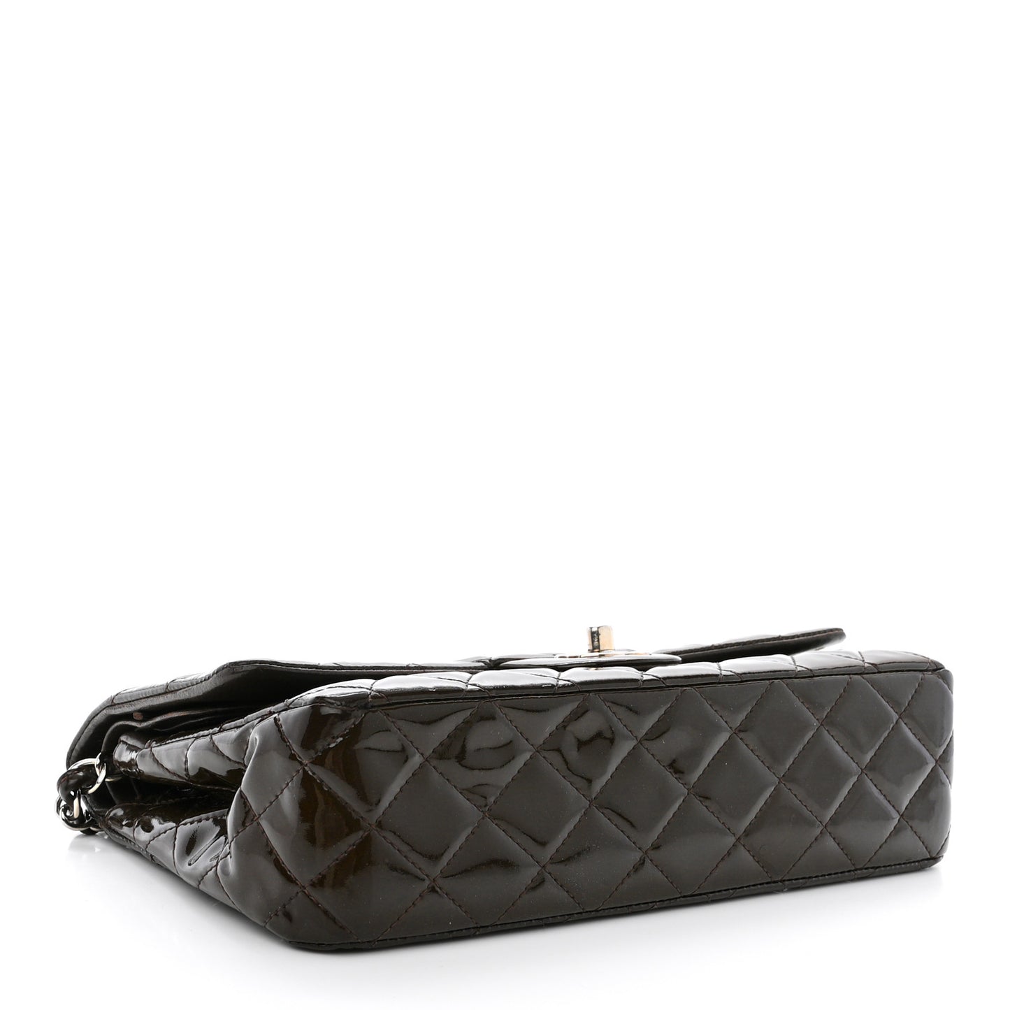 Patent Quilted Medium Double Flap Brown
