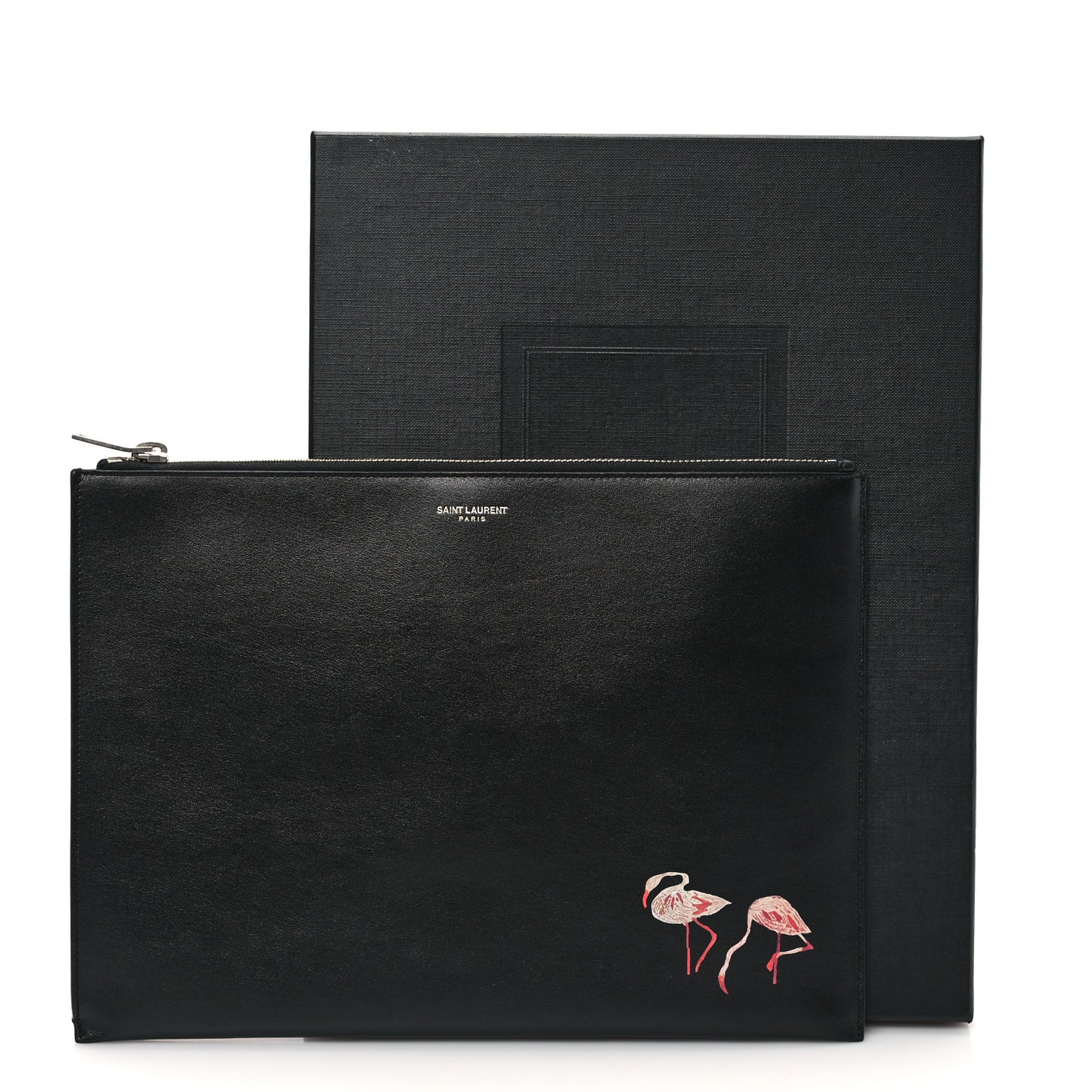 Smooth Calfskin Flamingo Document Holder Black