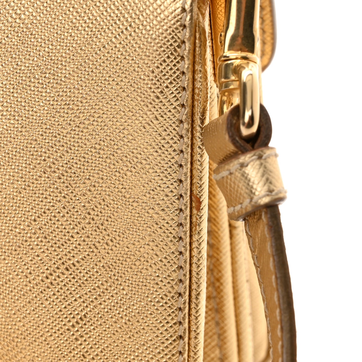 Metallic Saffiano Pushlock Flap Crossbody Bag Gold