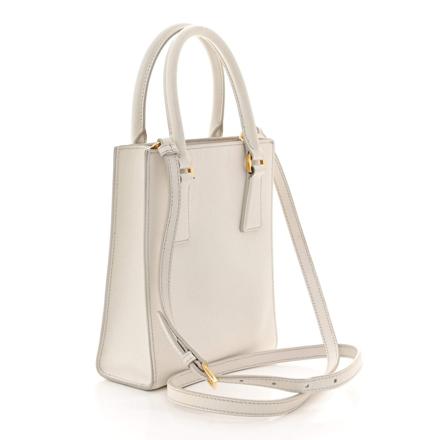 Prada Saffiano Lux Micro Tote White 3 of 9