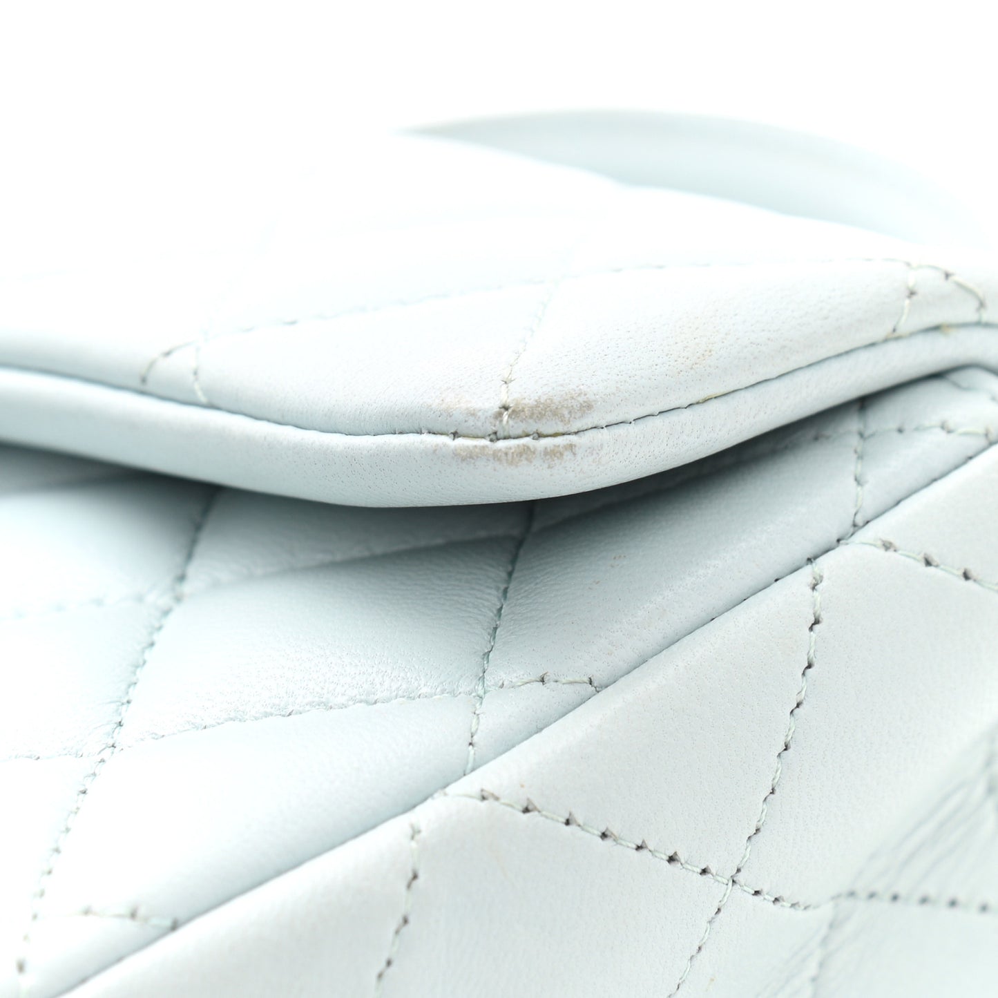 Lambskin Quilted Mini Top Handle Rectangular Flap Light Blue