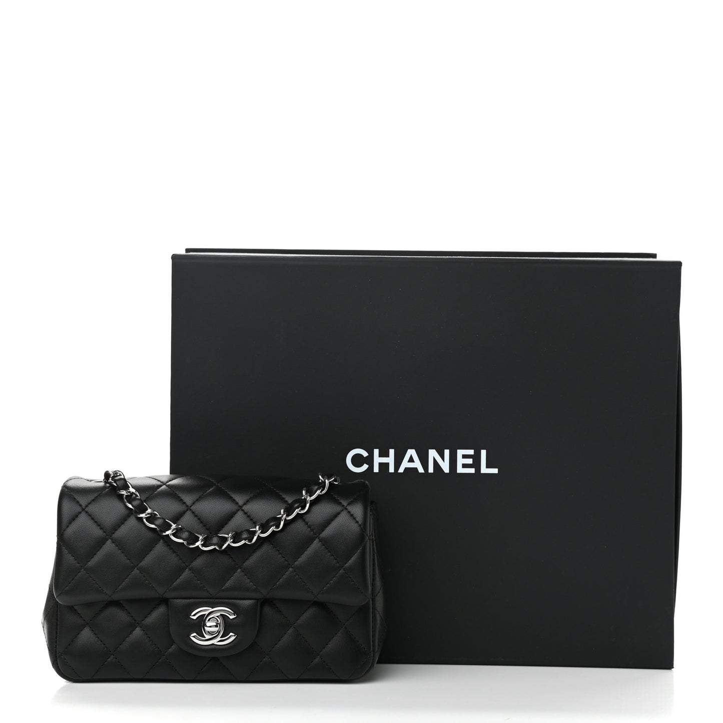 Lambskin Quilted Mini Rectangular Flap Black