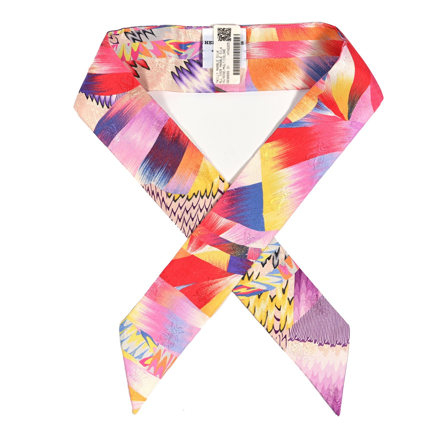 Hermes Silk All Over Marble Silk Twilly Rose Multicolor Ocre 1 of 3