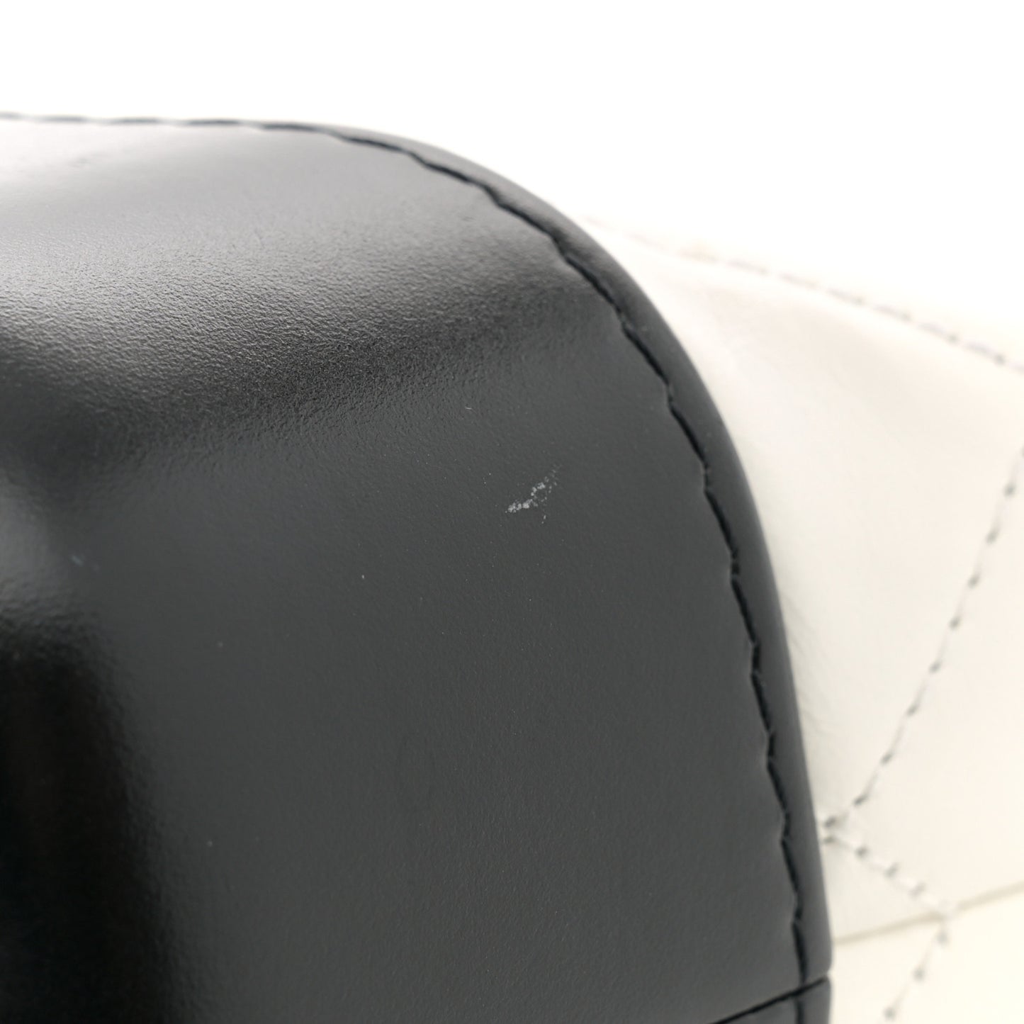Aged Calfskin Quilted Small Gabrielle Hobo Black White