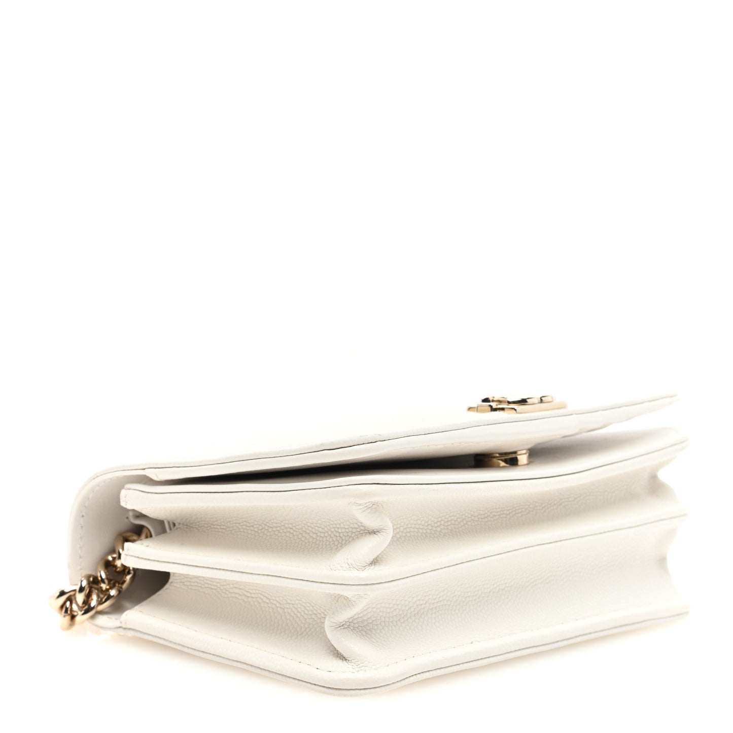 Caviar Quilted Mini Boy Wallet On Chain WOC White