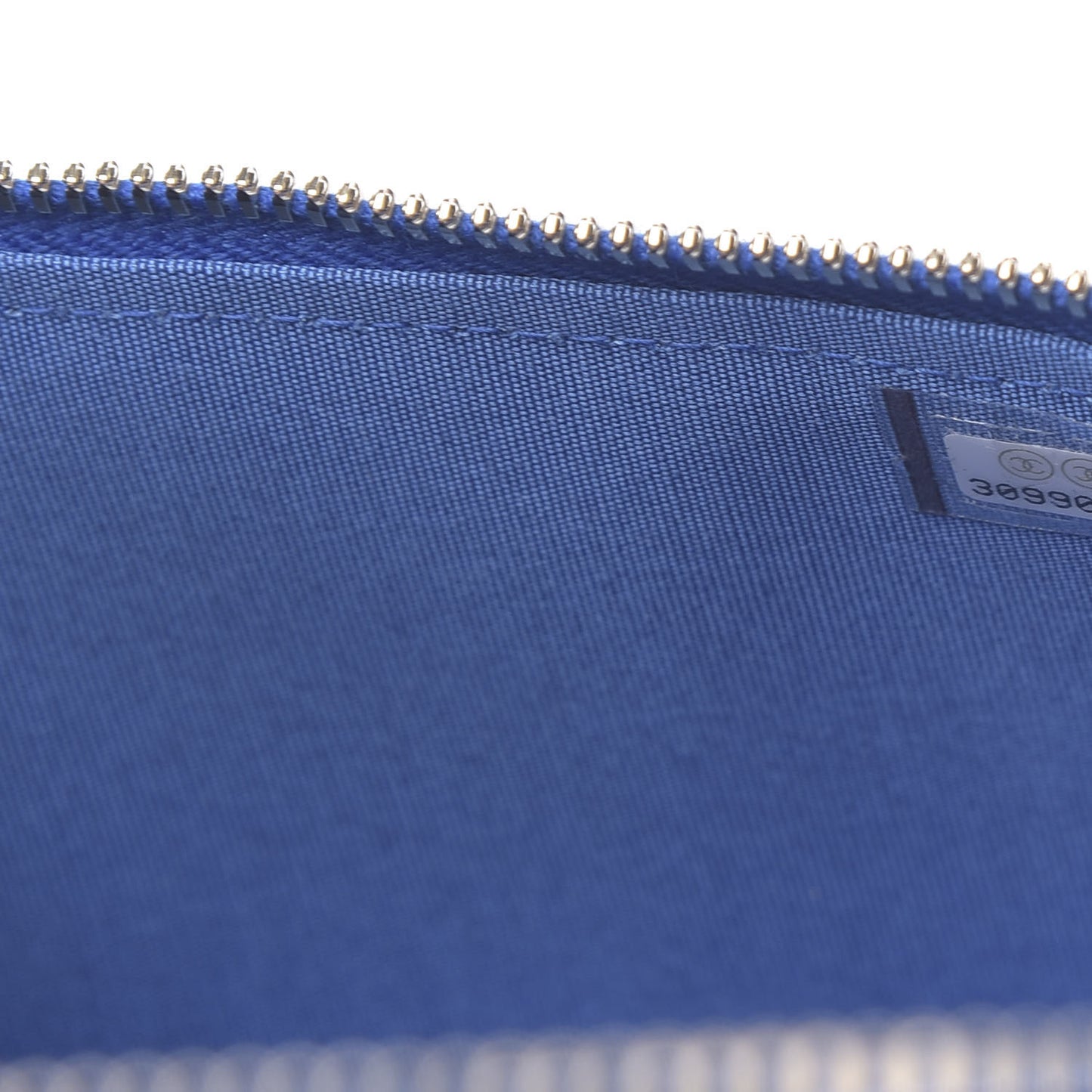 Raffia Jute Striped Small Vanity Case With Chain Blue Beige