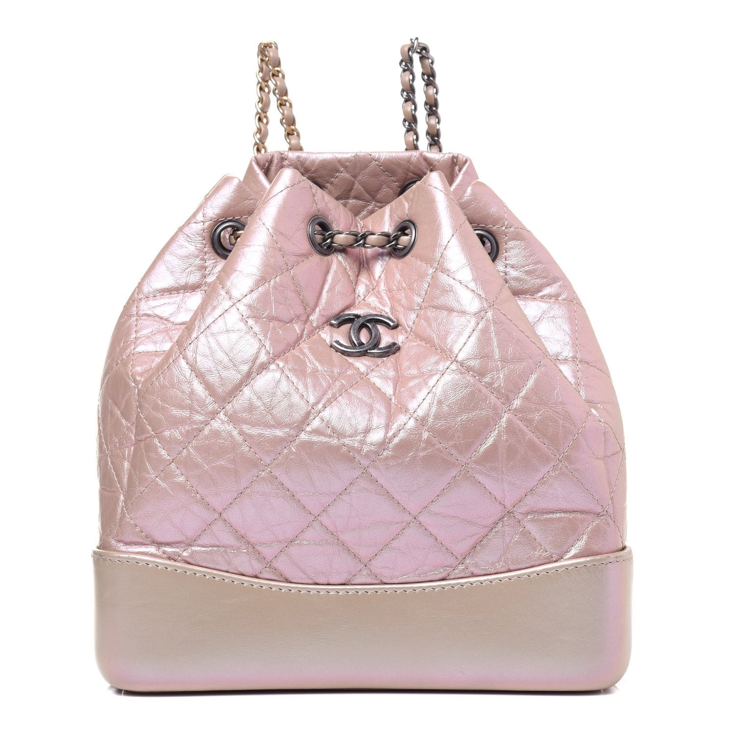 Iridescent Lambskin Calfskin Small Quilted Gabrielle Backpack Light Pink