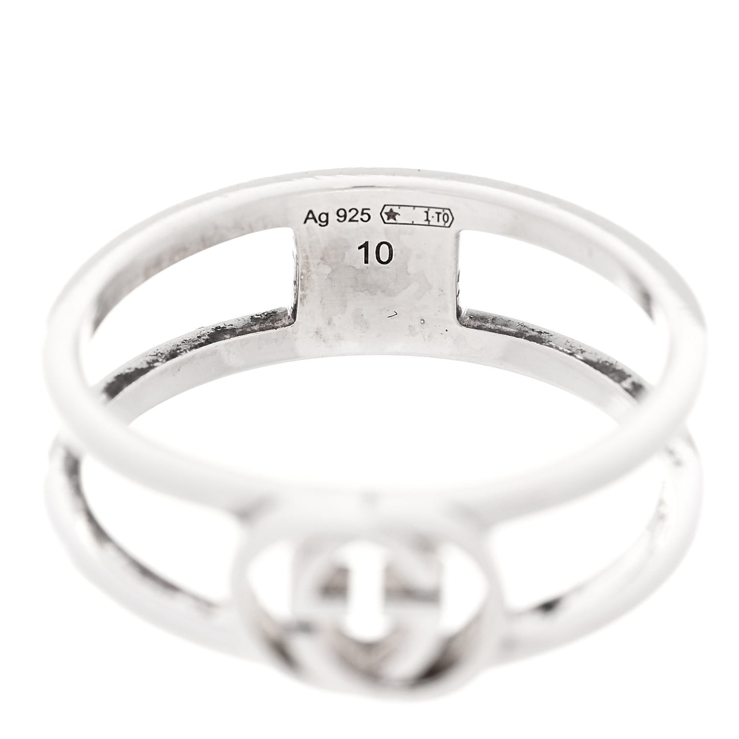 Sterling Silver 6mm Interlocking G Open Band Ring 50 5.25