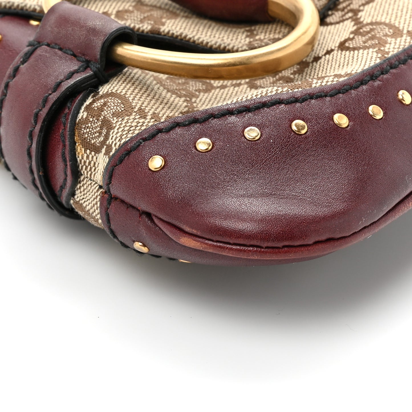 Monogram Studded Horsebit Clutch Bordeaux