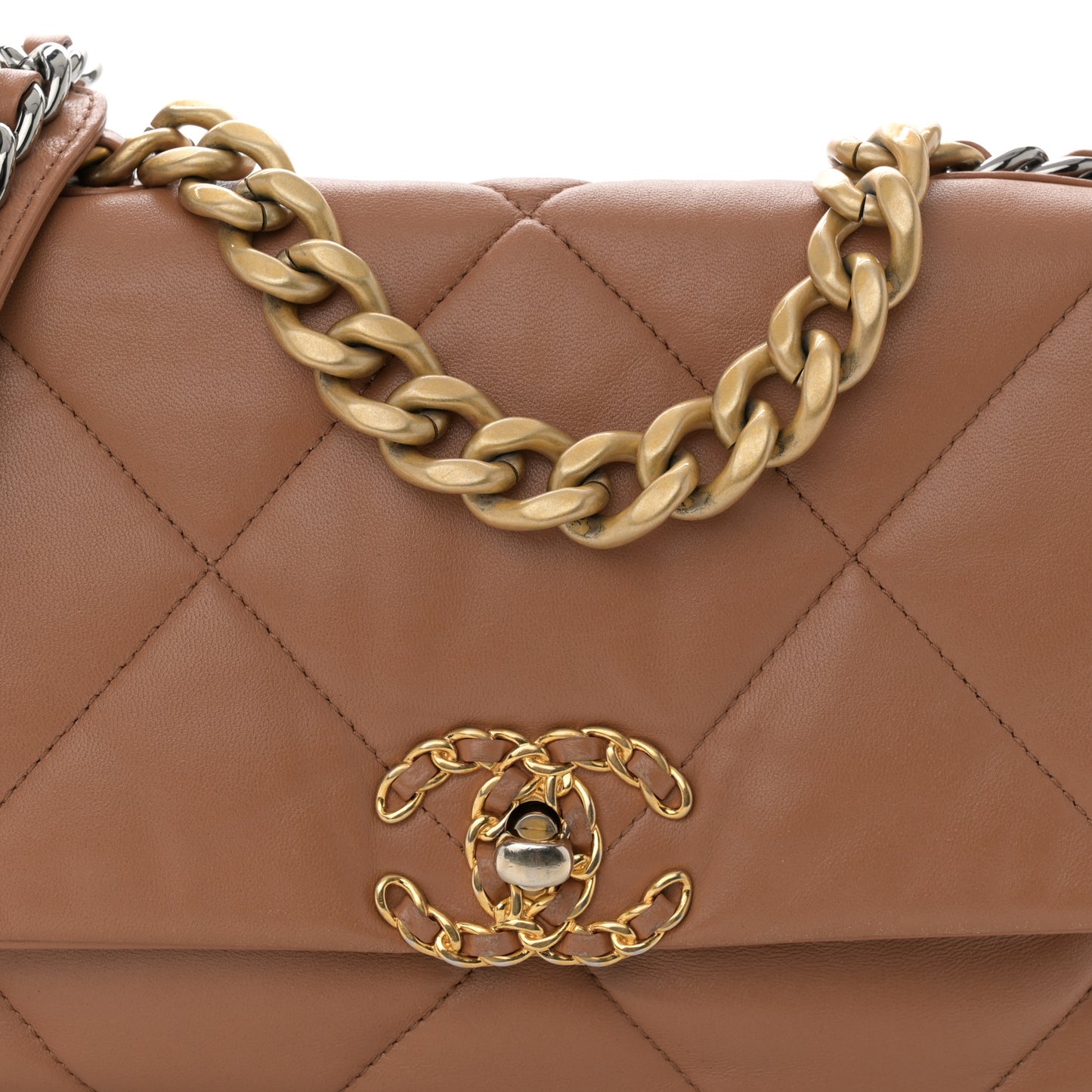 Lambskin Quilted Medium Chanel 19 Flap Brown
