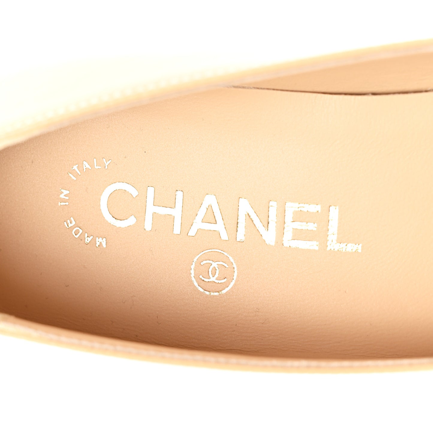 Lambskin Grosgrain Pointed Toe CC Ballet Flats 39 Beige Black