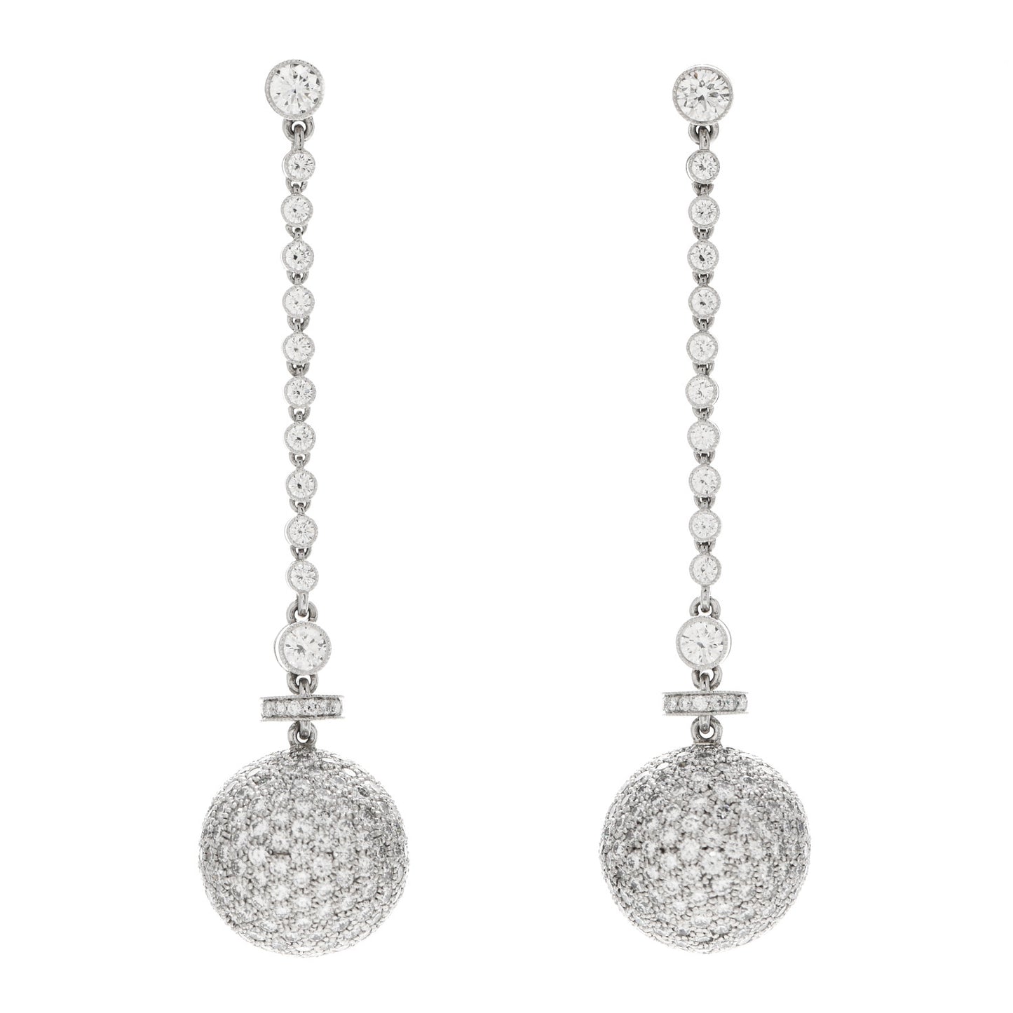 Platinum Diamond Ball Drop Earrings