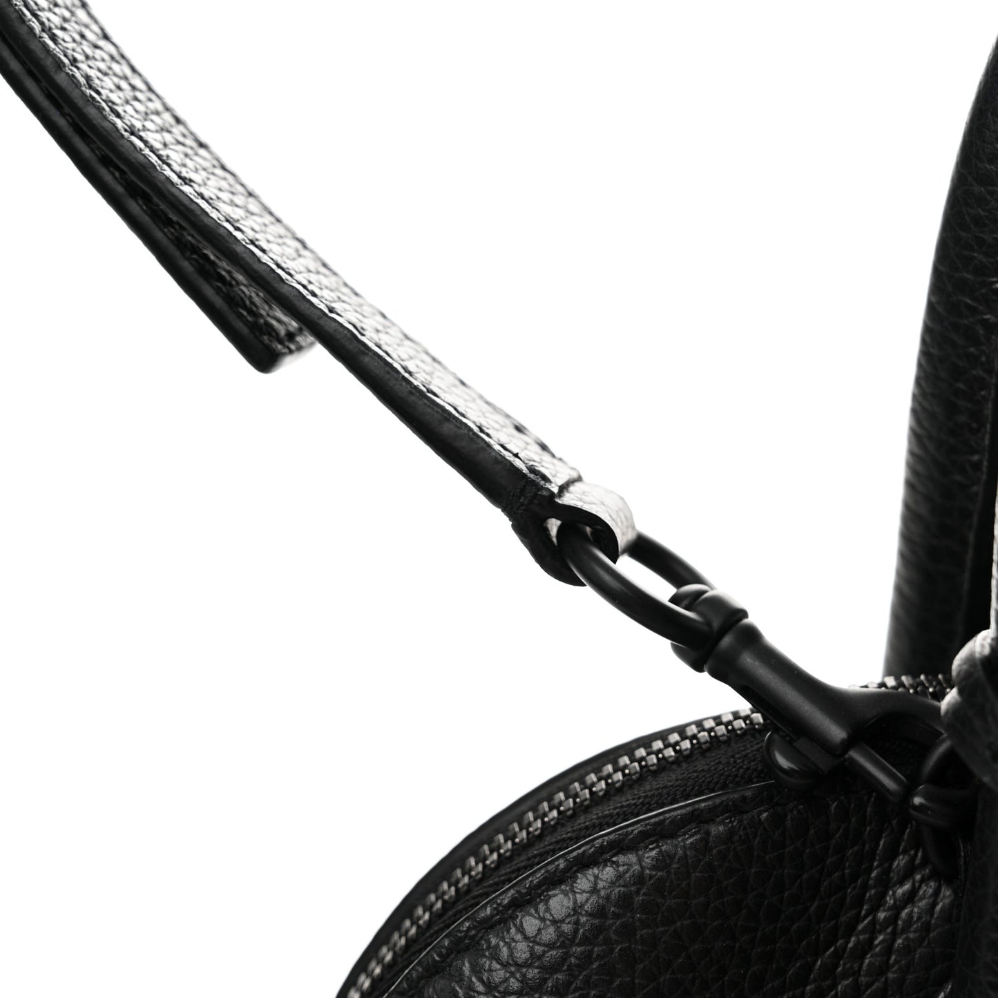 Supple Calfskin Rivet Small Ville Top Handle Bag Black