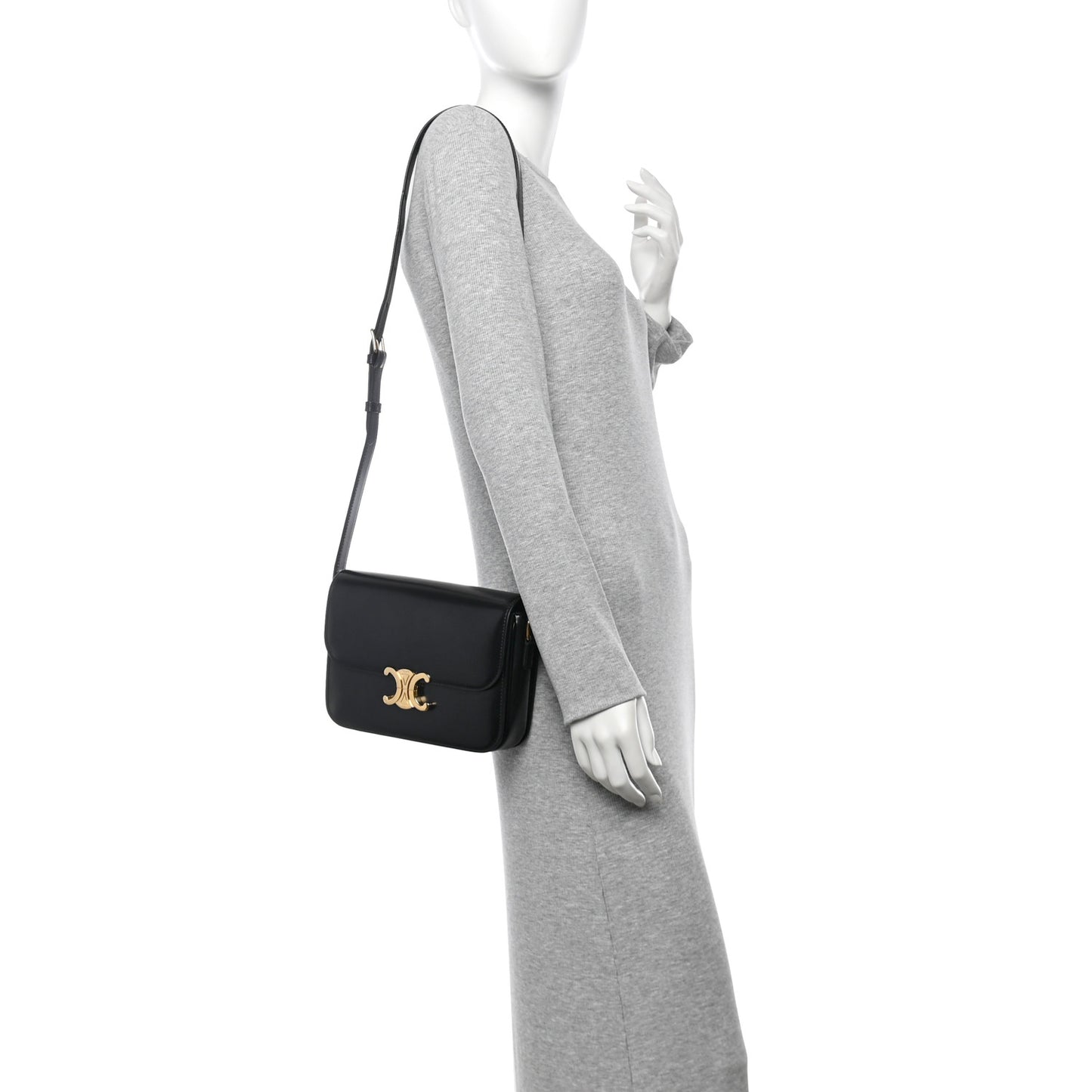 Shiny Calfskin Medium Triomphe Black