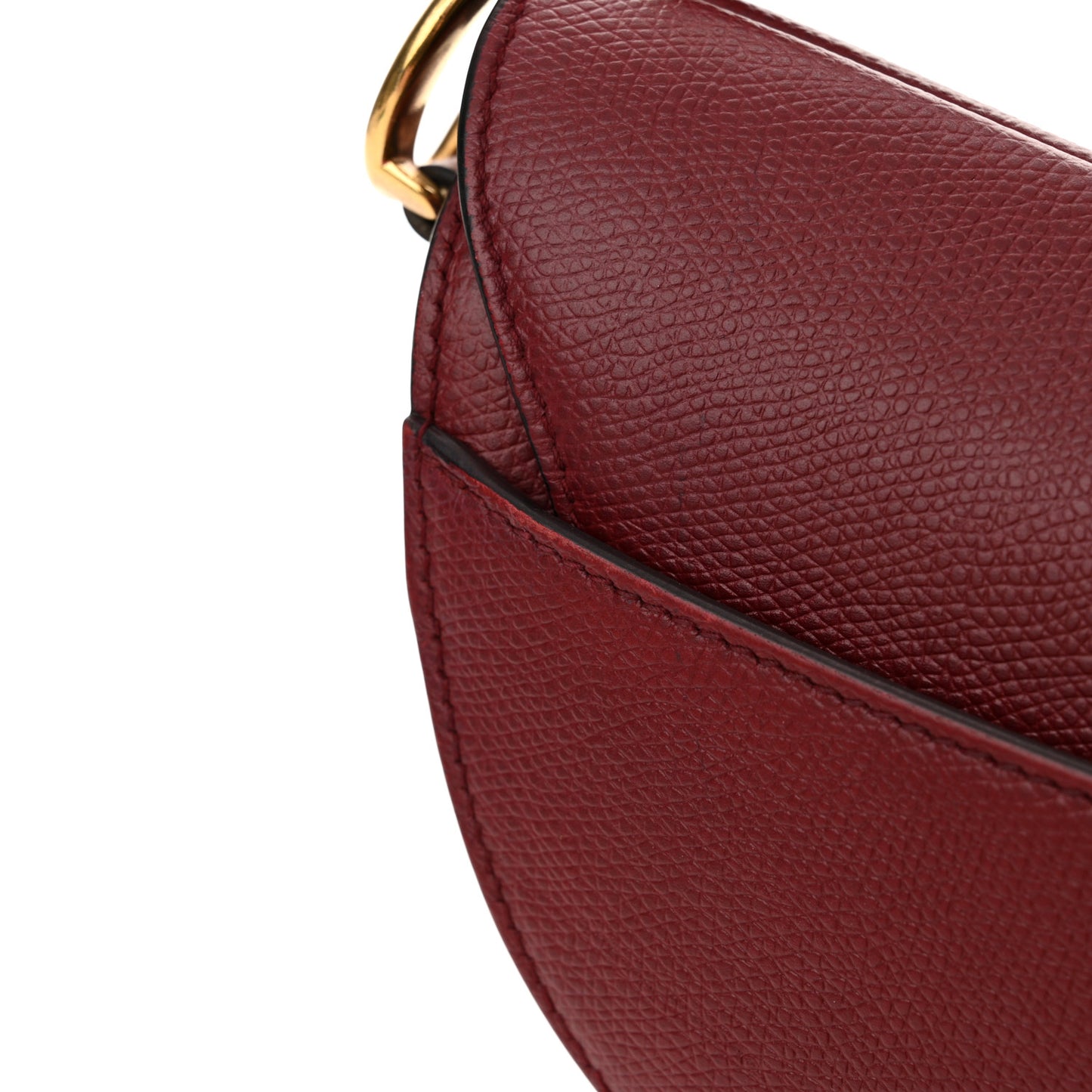 Grained Calfskin Mini Saddle Bag Red